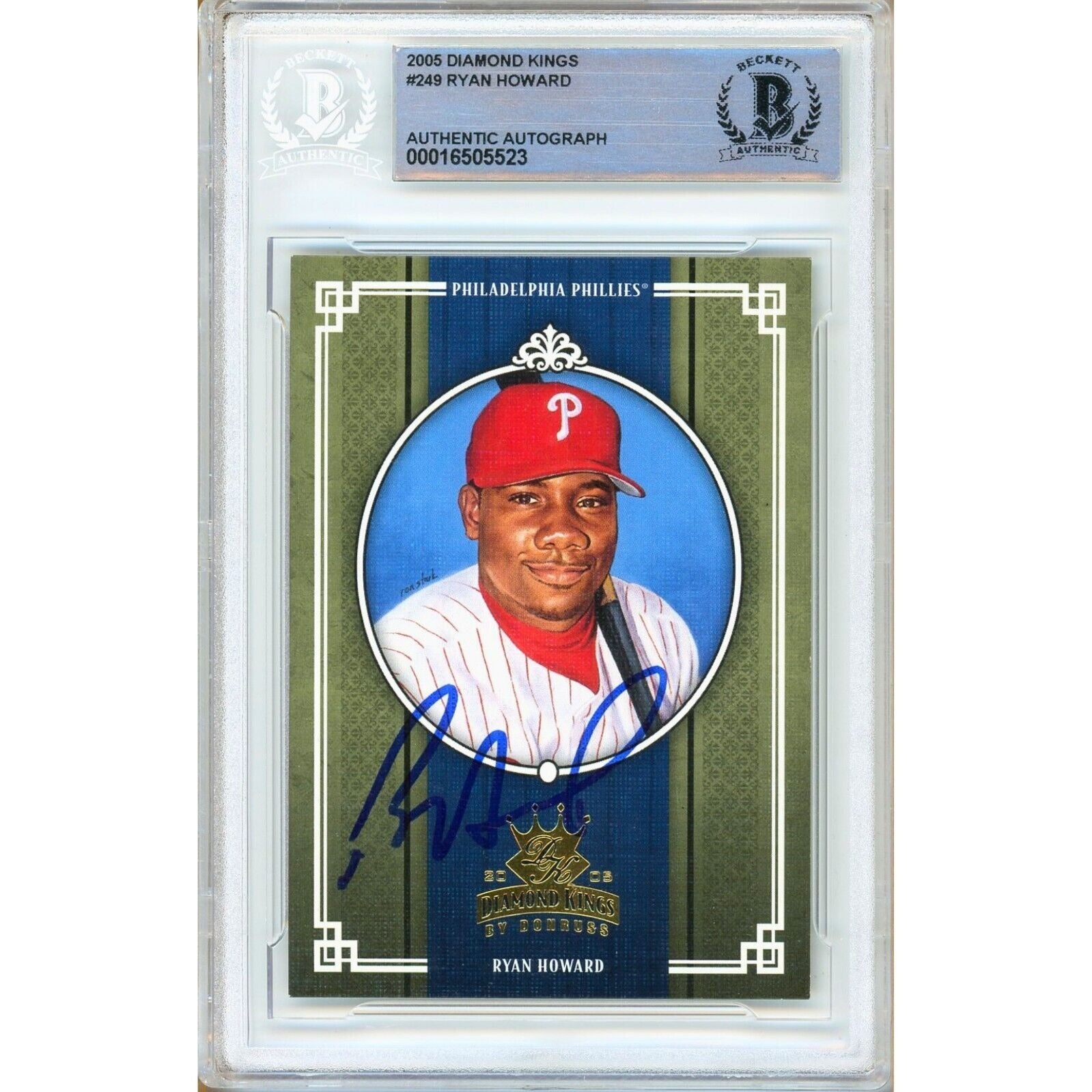Ryan Howard Philadelphia Phillies autographed trading card – full view – Beckett COA