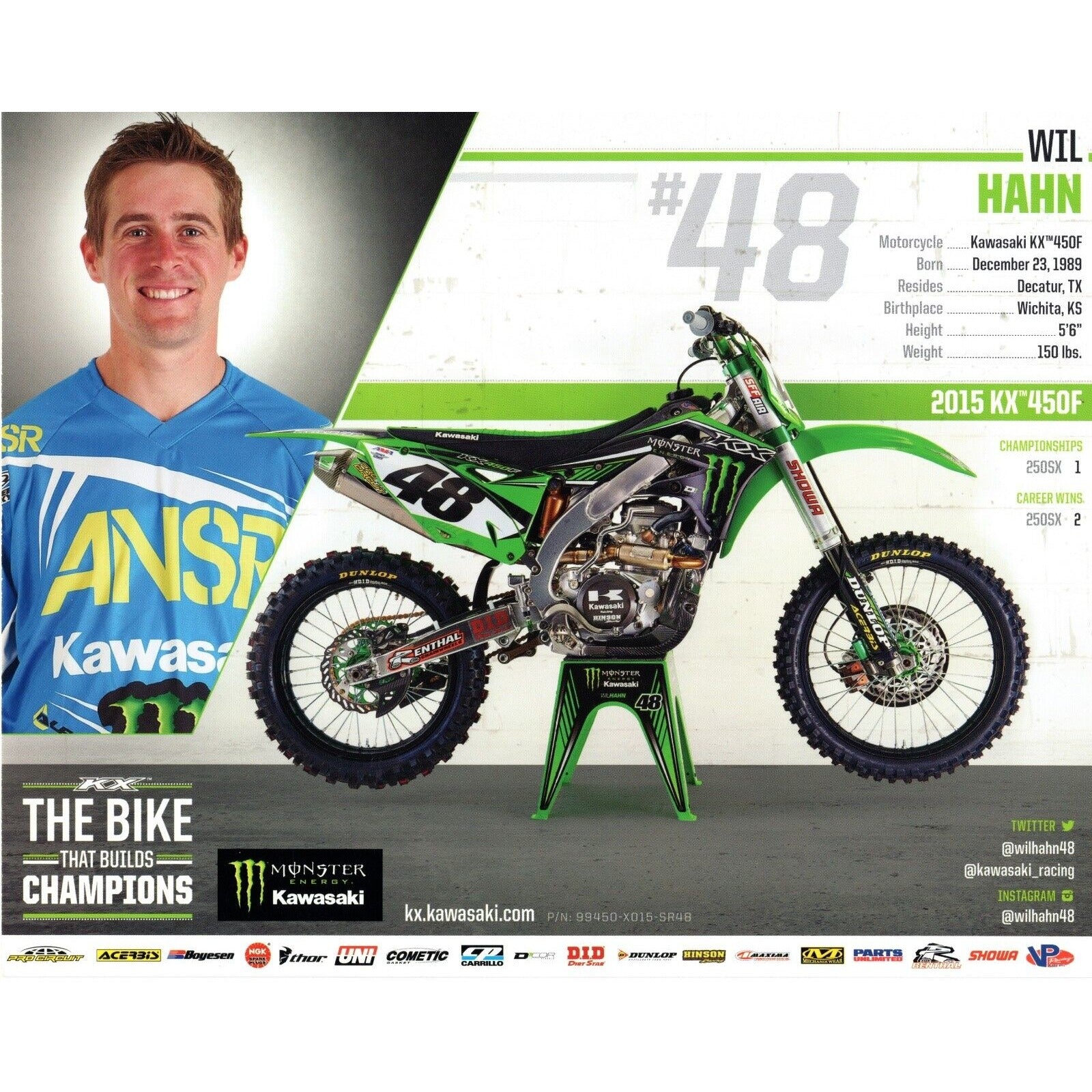 Wil Hahn Supercross Motocross signed memorabilia – signature close-up – Beckett COA