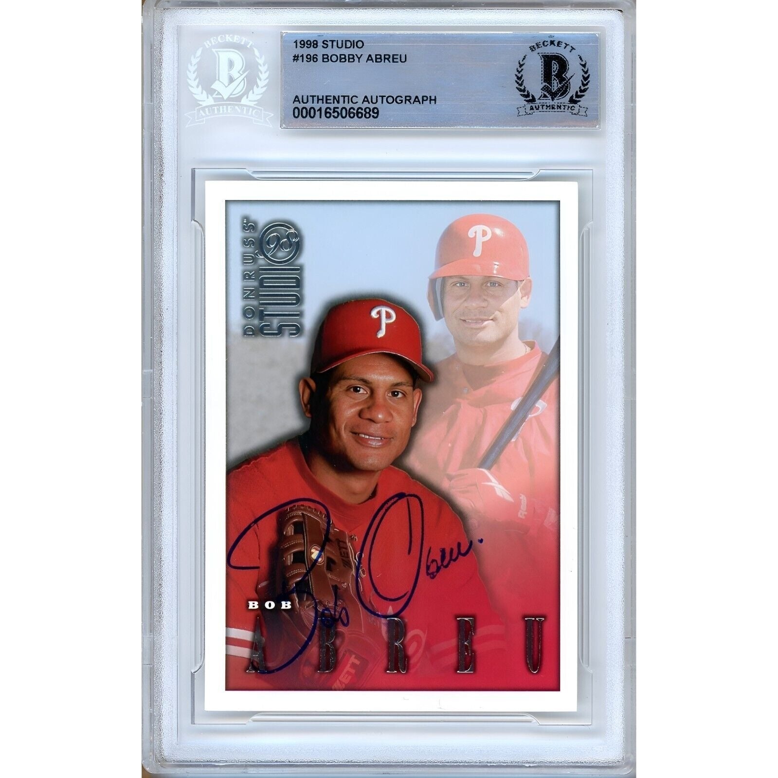 Bobby Abreu Donruss Studio Autographed Trading Card Beckett BAS