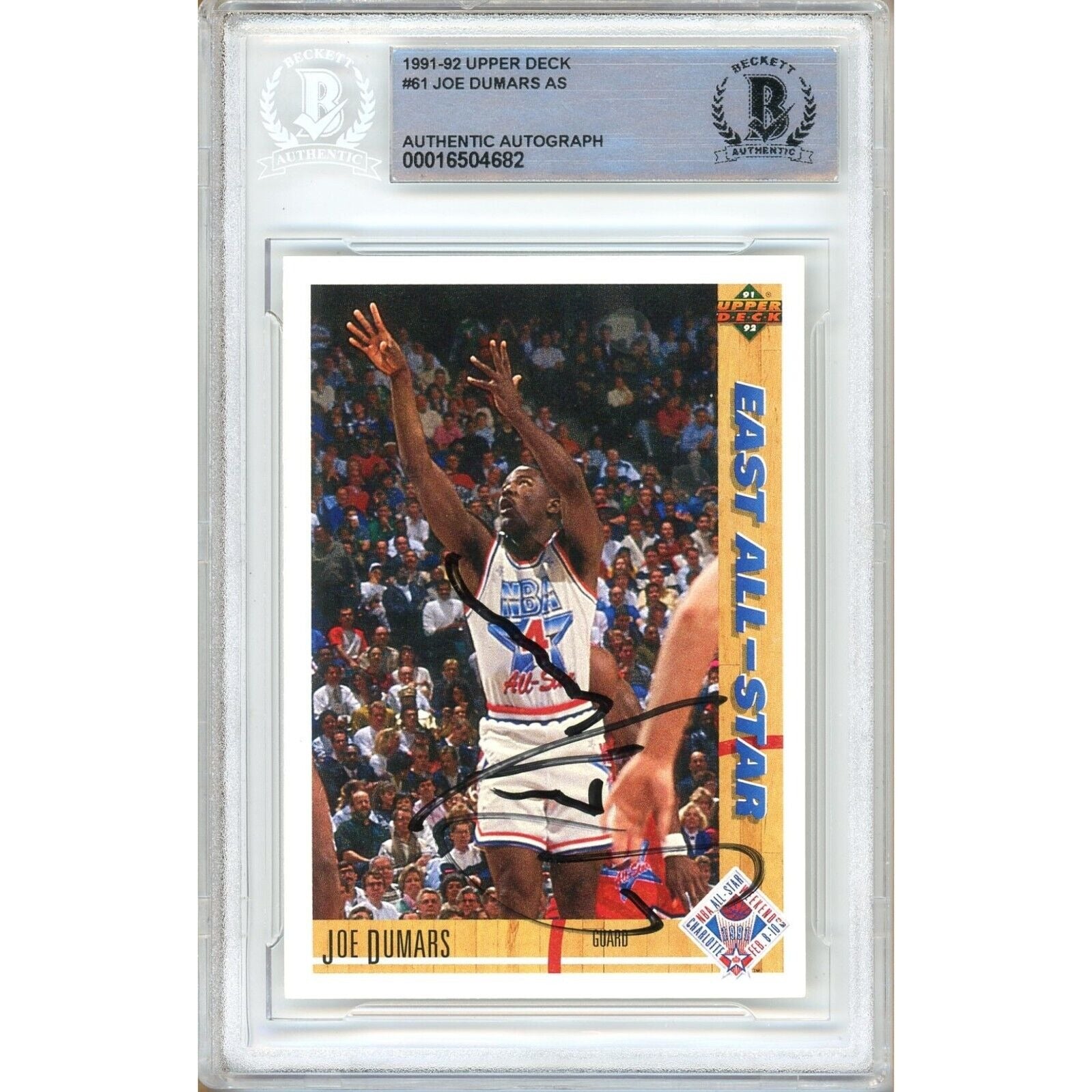 1991 Upper Deck Joe Dumars #61 Autographed Trading Card – Beckett BAS