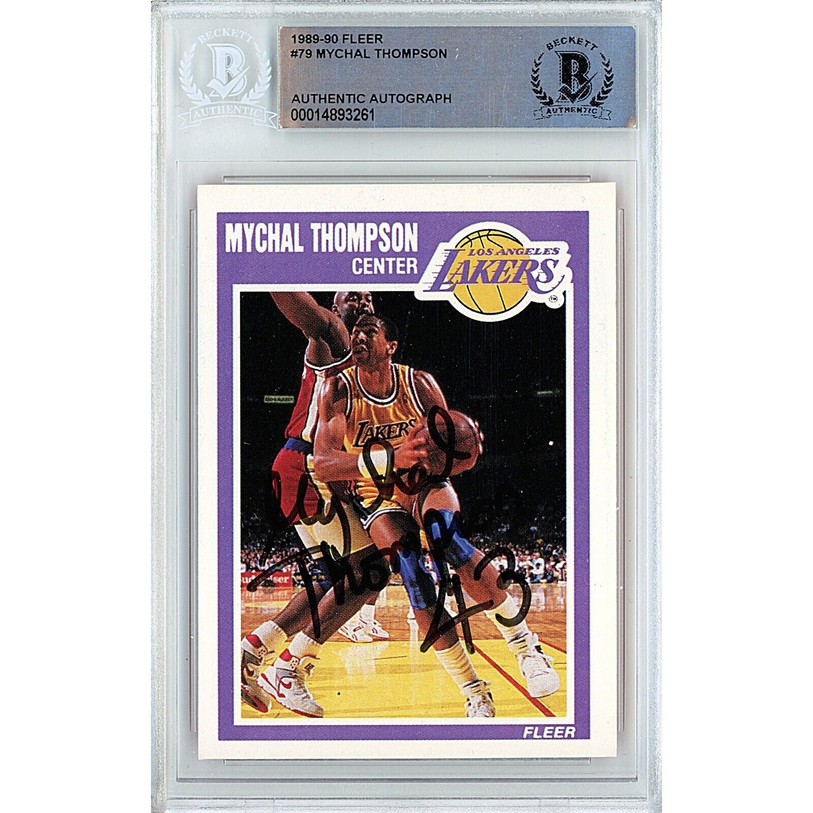 Mychal Thompson Los Angeles Lakers autographed trading card – full view – Beckett COA