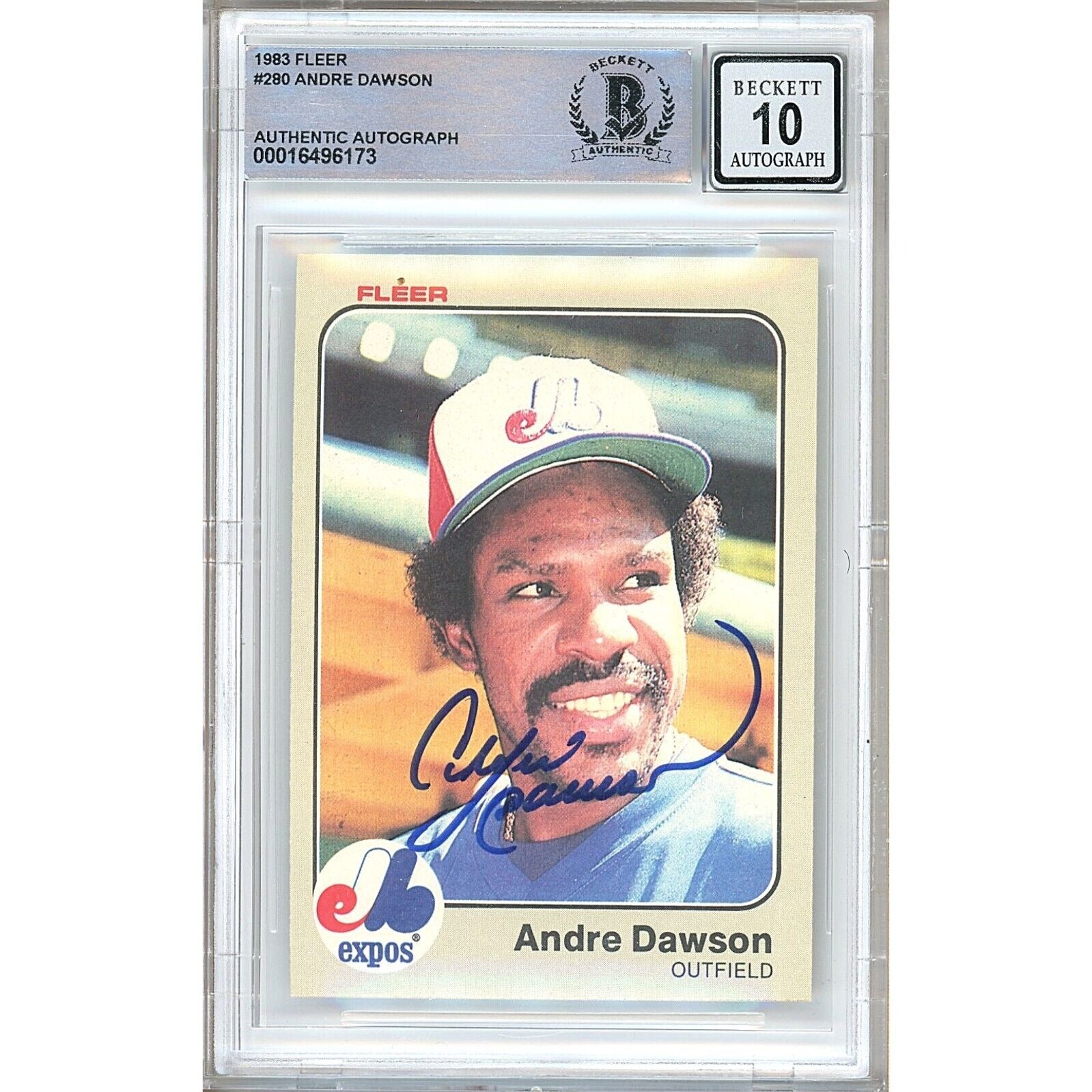 1983 Fleer #280 Andre Dawson Montreal Expos Autographed Trading Card – Beckett BAS