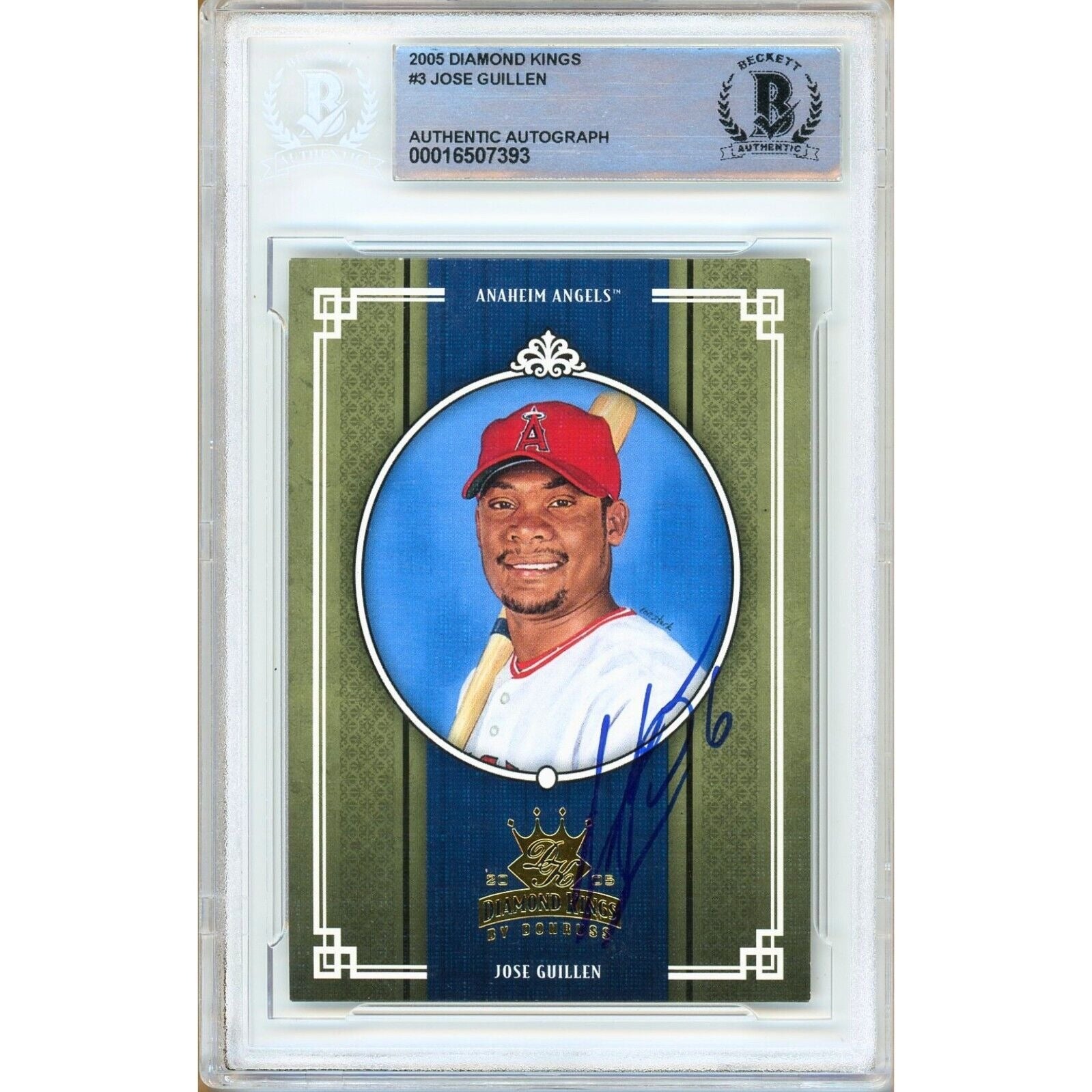 Jose Guillen Donruss Diamond Kings Autographed Trading Card Beckett BAS