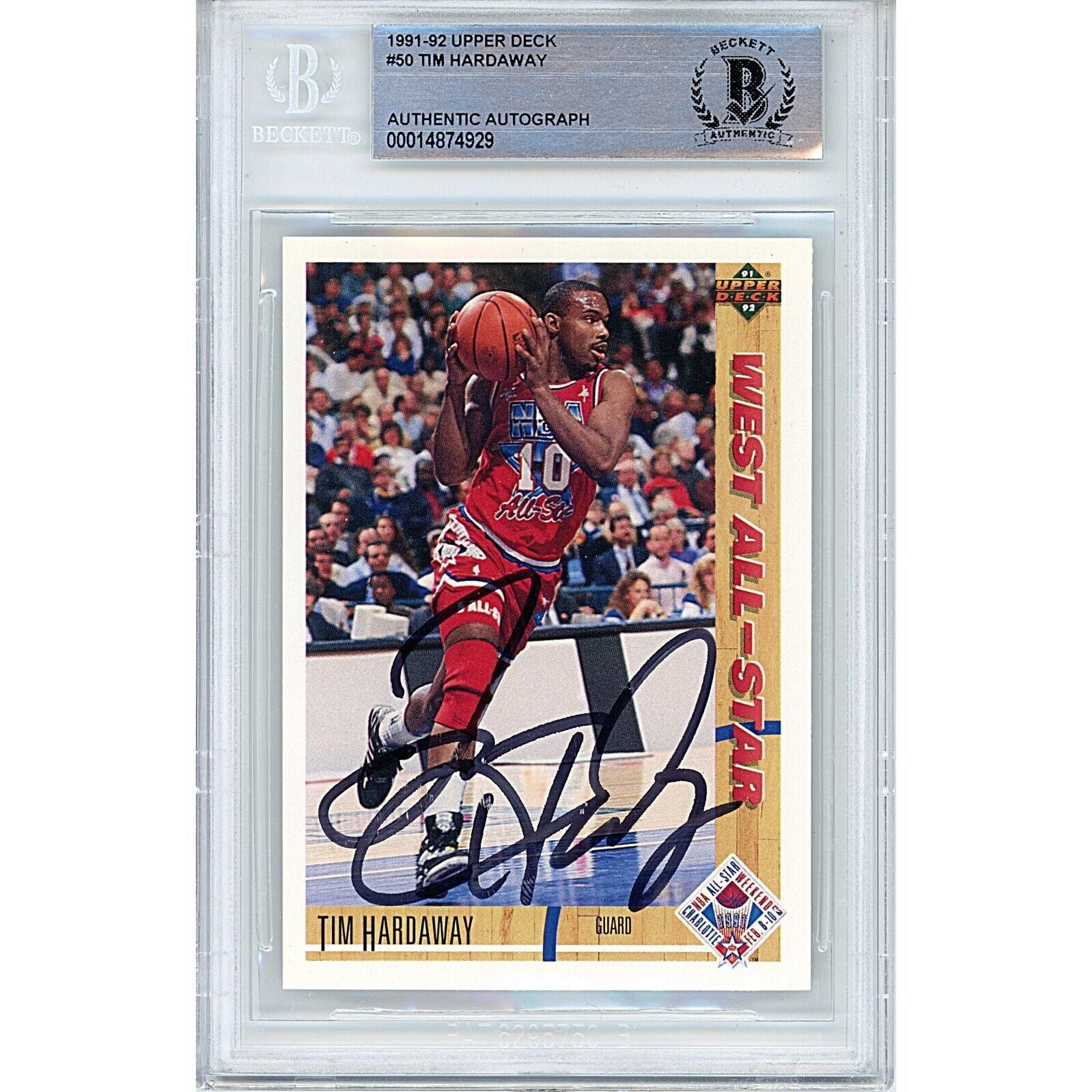 Tim Hardaway Golden State Warriors autographed trading card – full view – Beckett COA