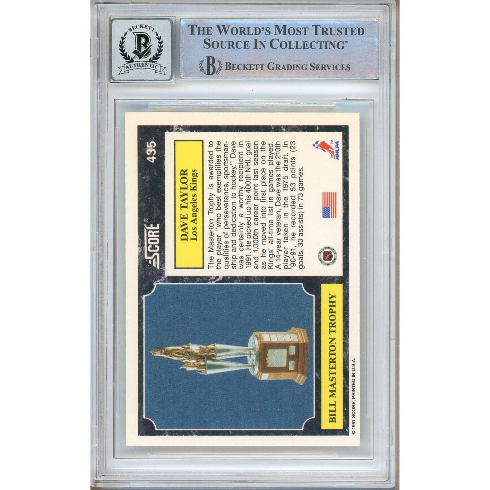 Dave Taylor Los Angeles Kings Autograph Trading Card Beckett BGS