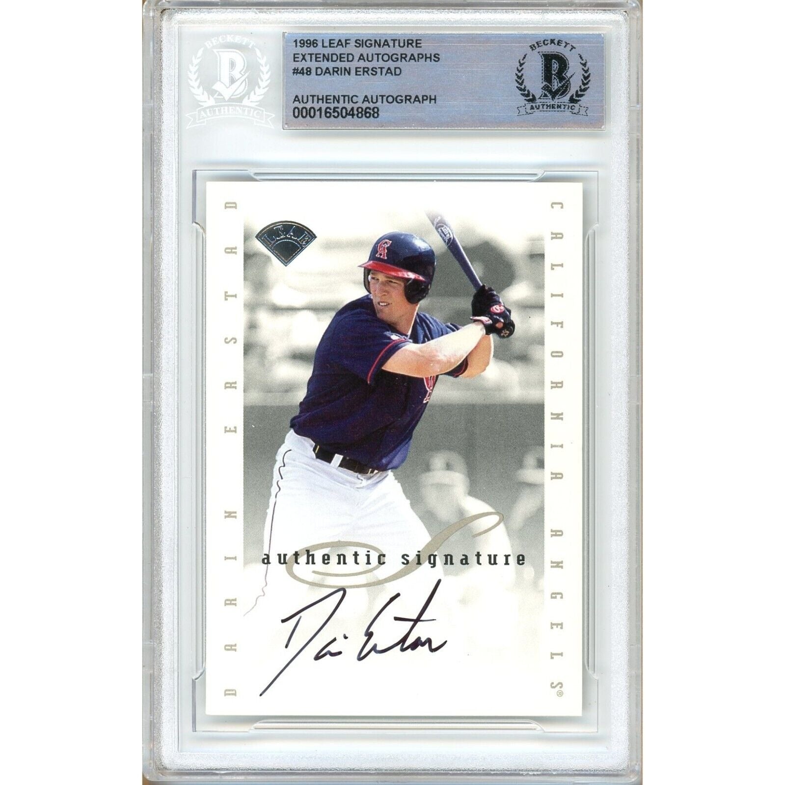 1996 Leaf Darin Erstad Anaheim Angels Autographed Trading Card – Beckett BAS