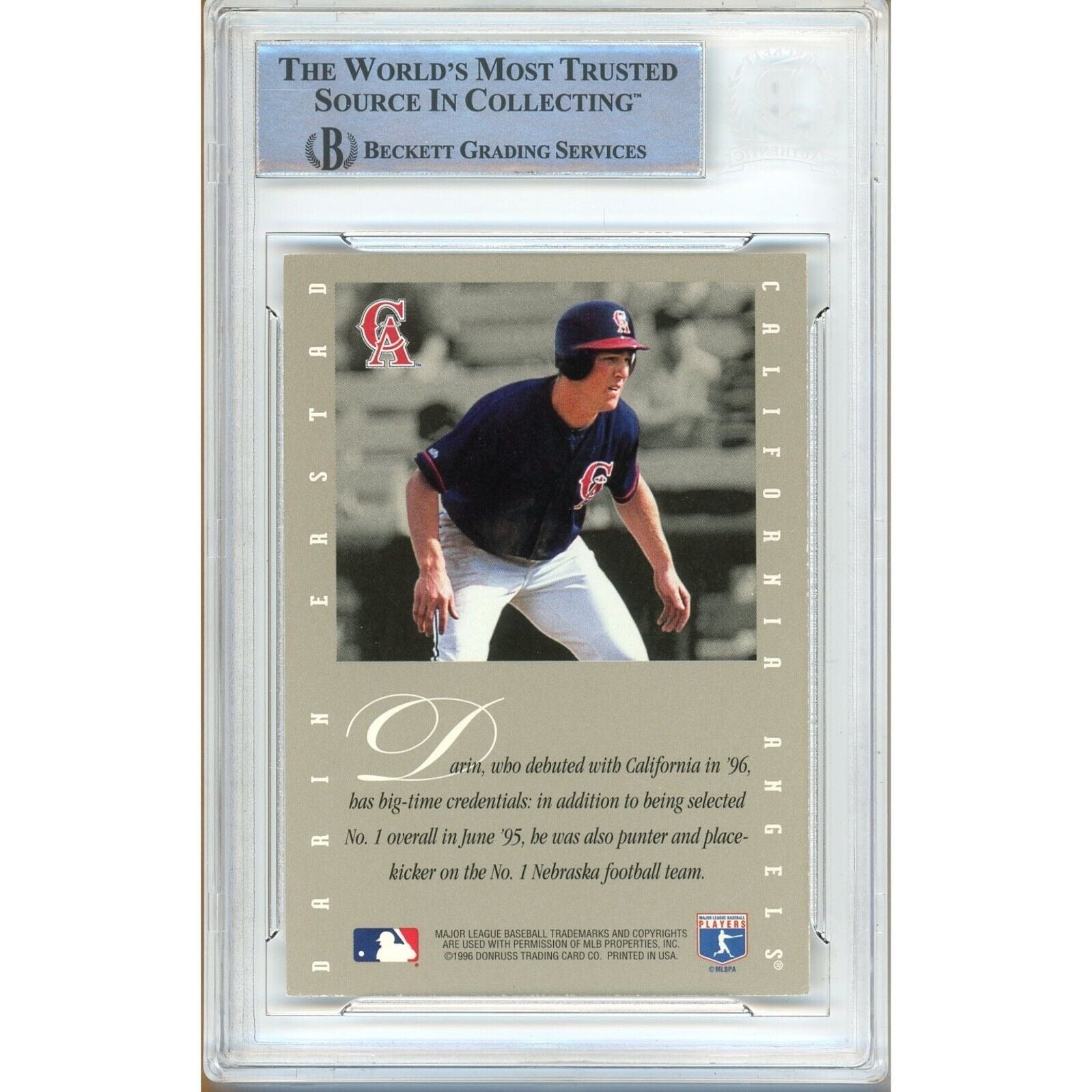 1996 Leaf Darin Erstad Anaheim Angels Signed Trading Card – Beckett BAS