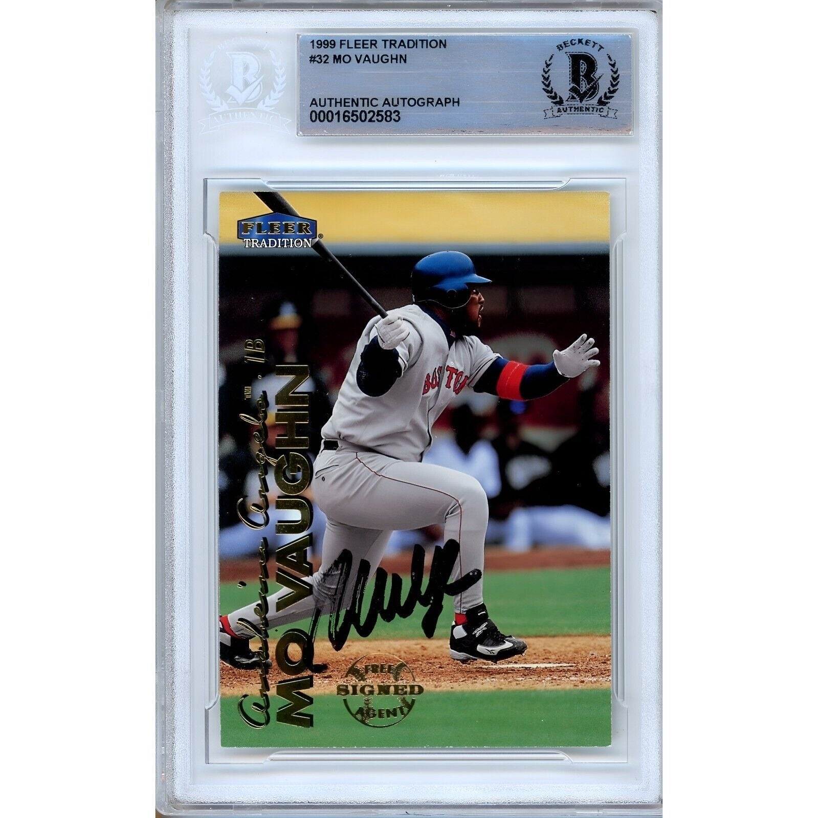 Mo Vaughn Boston Red Sox autographed trading card – full view – Beckett COA