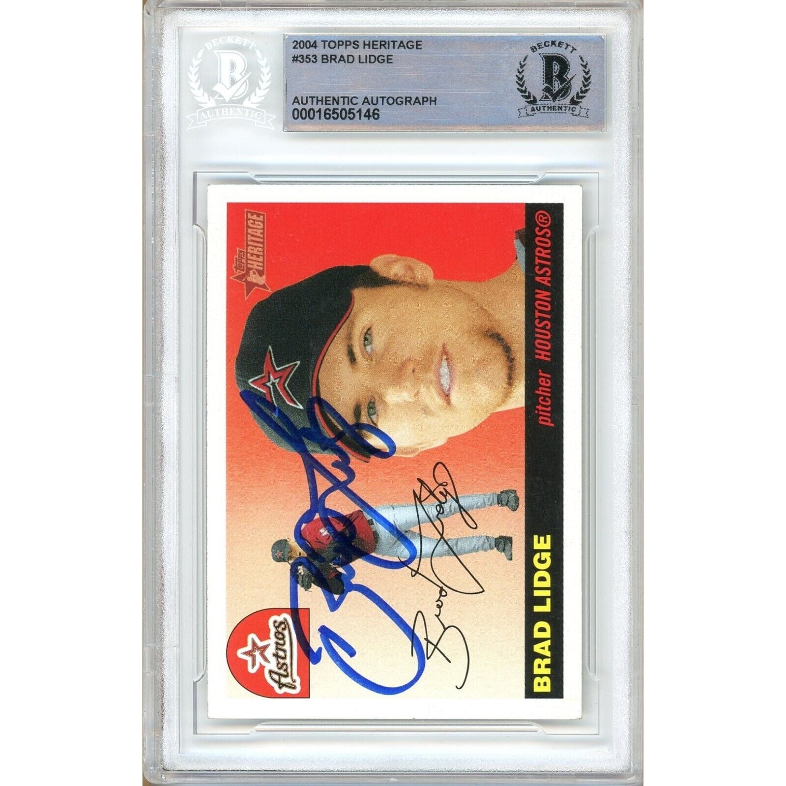2004 Topps #353 Brad Lidge Houston Astros Signed Trading Card – Beckett BAS