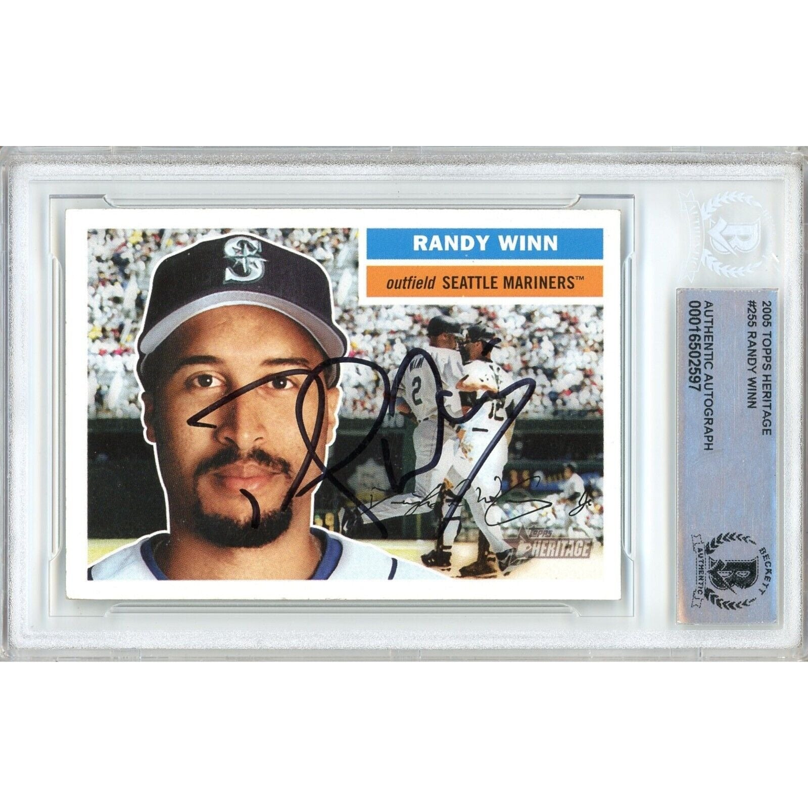Randy Winn Seattle Mariners autographed trading card – full view – Beckett COA