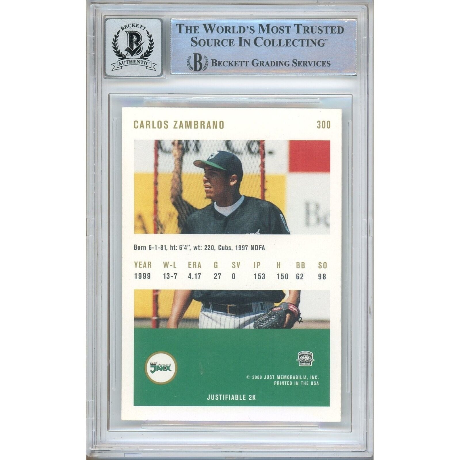 2000 Carlos Zambrano Chicago Cubs Signed Trading Card – Beckett BAS