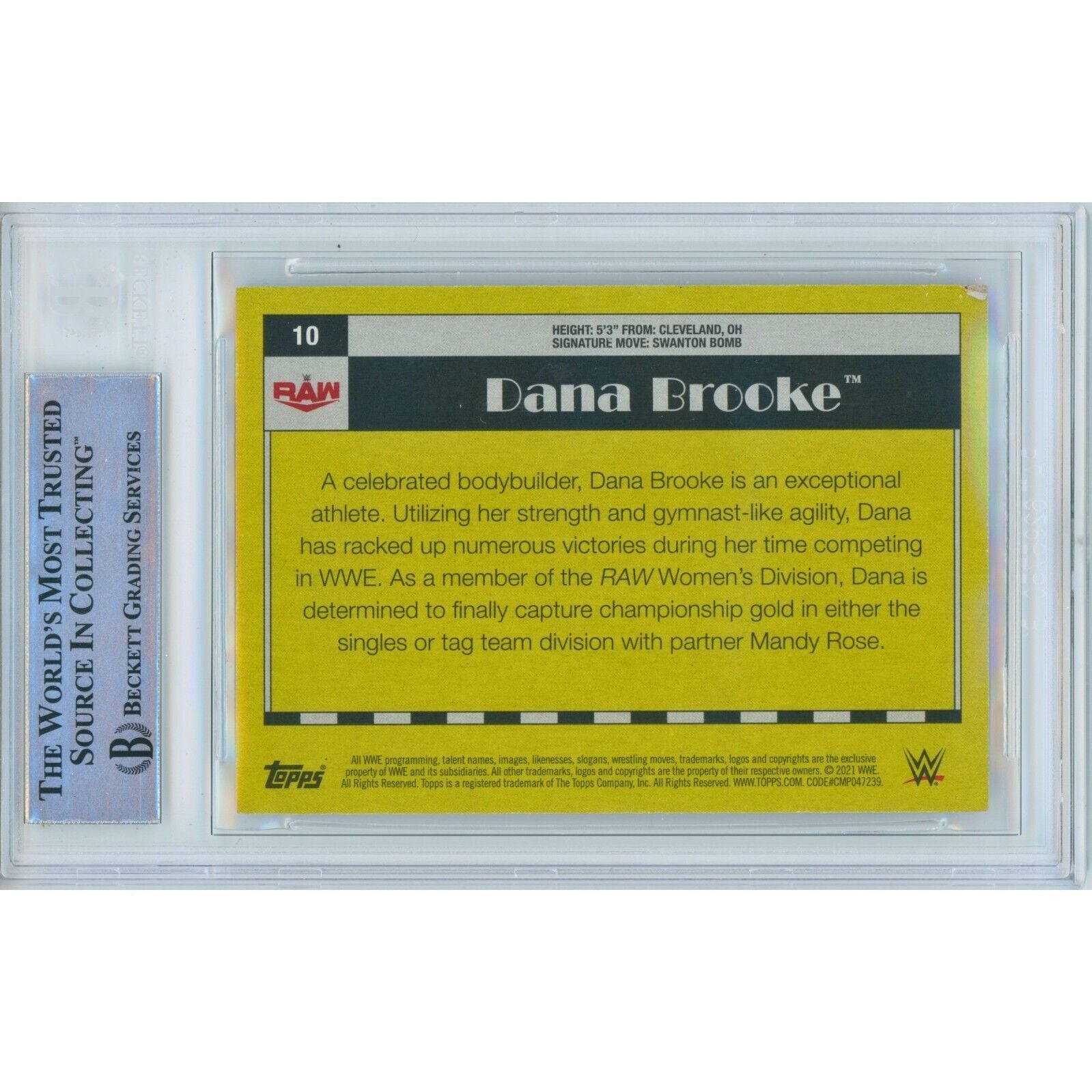 2021 Topps #10 Dana Brooke Signed Trading Card – Beckett BAS