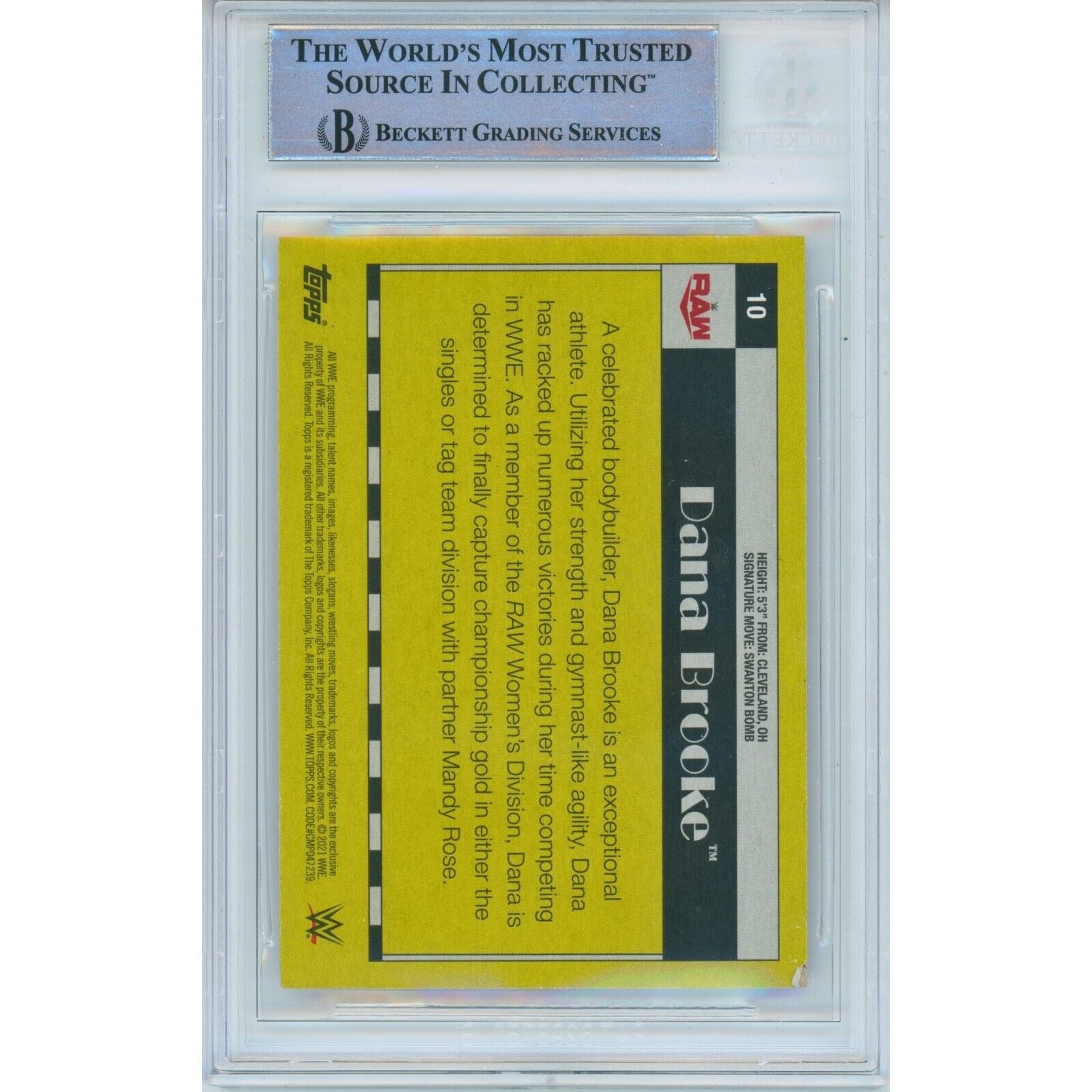 2021 Topps #10 Dana Brooke Autograph Trading Card – Beckett BAS