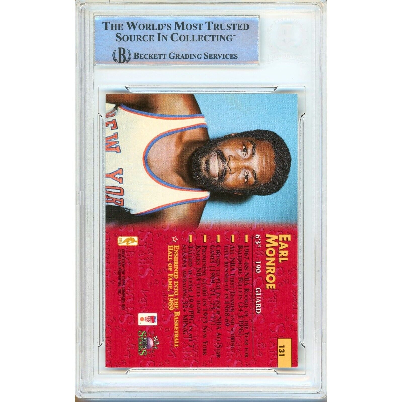 Earl Monroe New York Knicks auto trading card – authentication sticker – Beckett COA