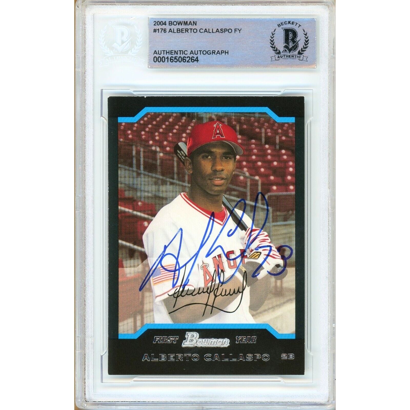 2004 Bowman Alberto Callaspo Los Angeles Angels Autographed Trading Card – Beckett BAS