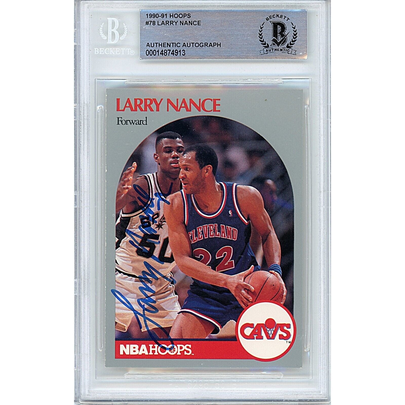 1989 NBA Hoops #78 Larry Nance Cleveland Cavaliers Autographed Trading Card – Beckett BAS.