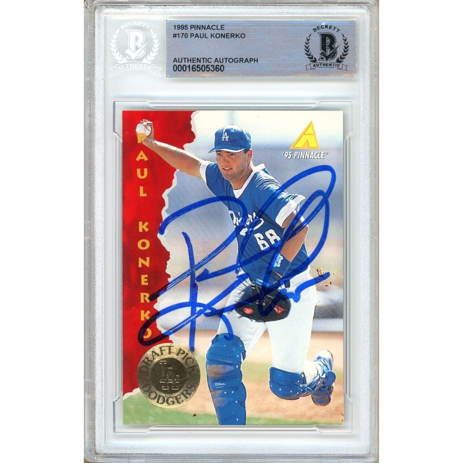 Paul Konerko Los Angeles Dodgers autographed trading card – full view – Beckett COA