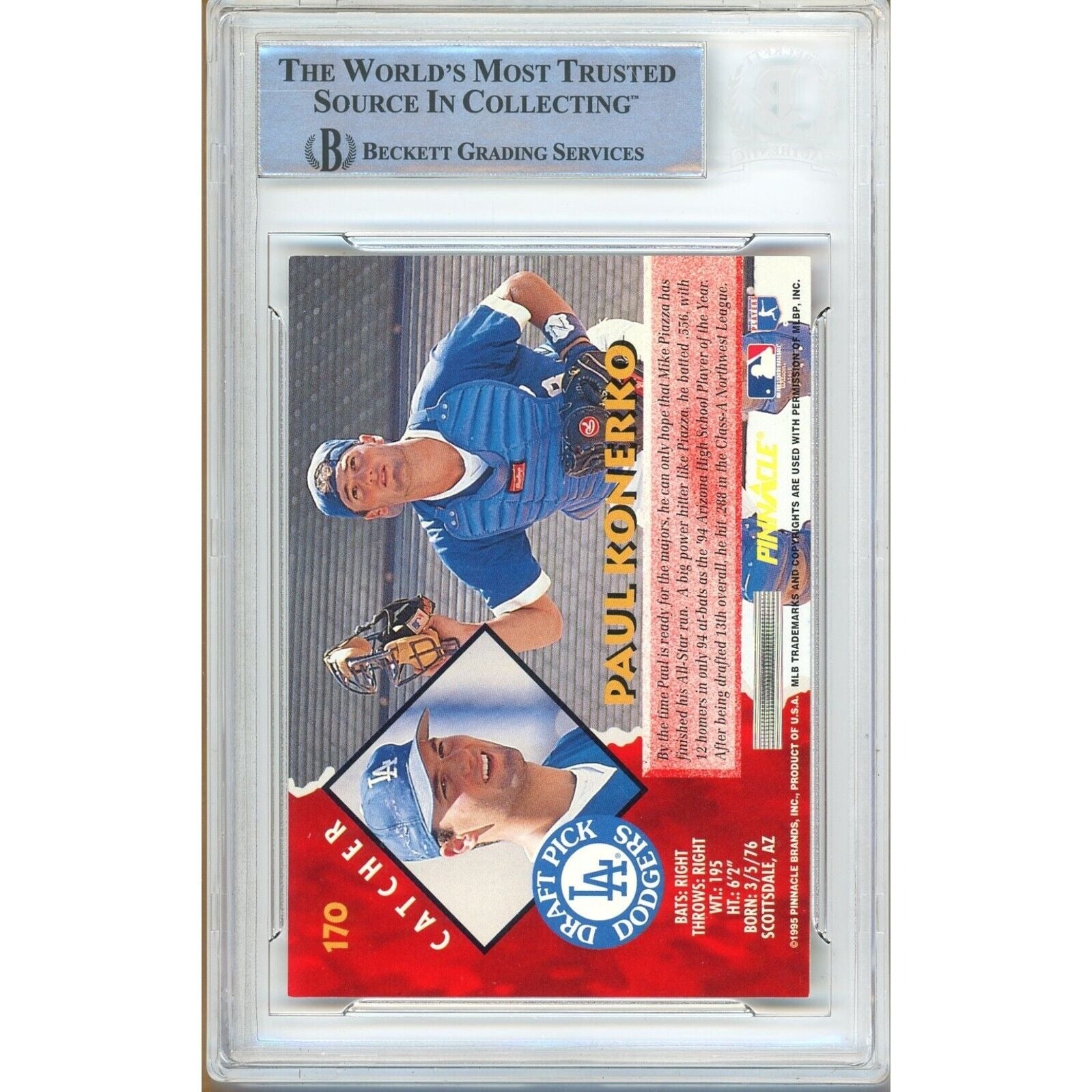 Paul Konerko Los Angeles Dodgers auto trading card – authentication sticker – Beckett COA