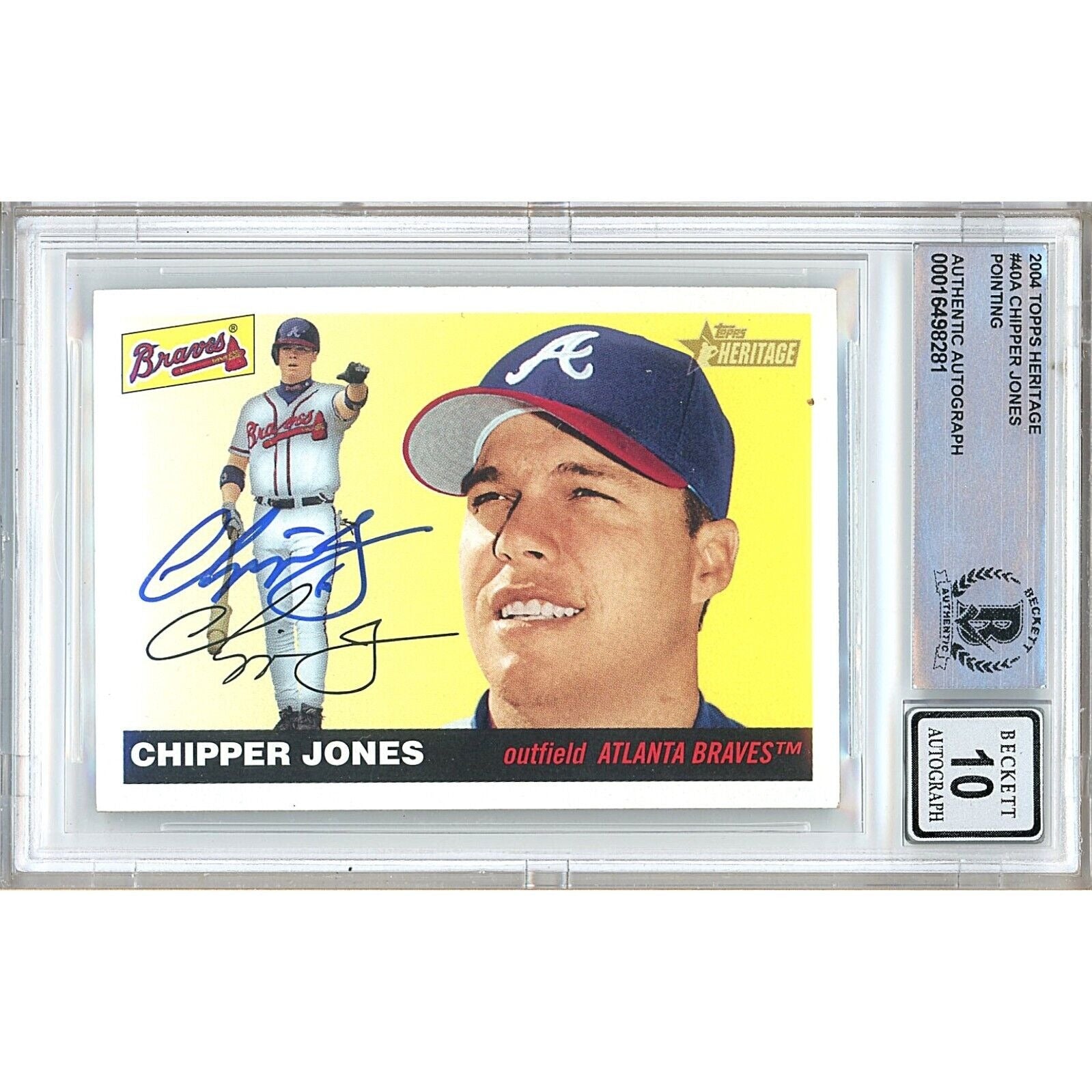 2004 Topps #40 Chipper Jones Atlanta Braves Autographed Trading Card – Beckett BAS