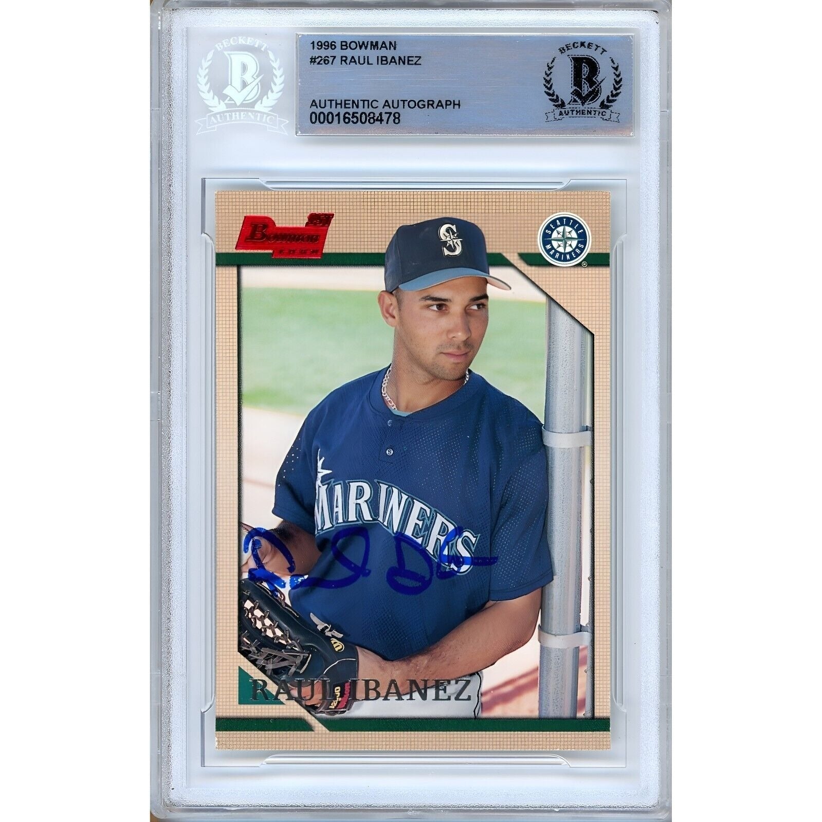 Raul Ibanez Seattle Mariners autographed trading card – full view – Beckett COA
