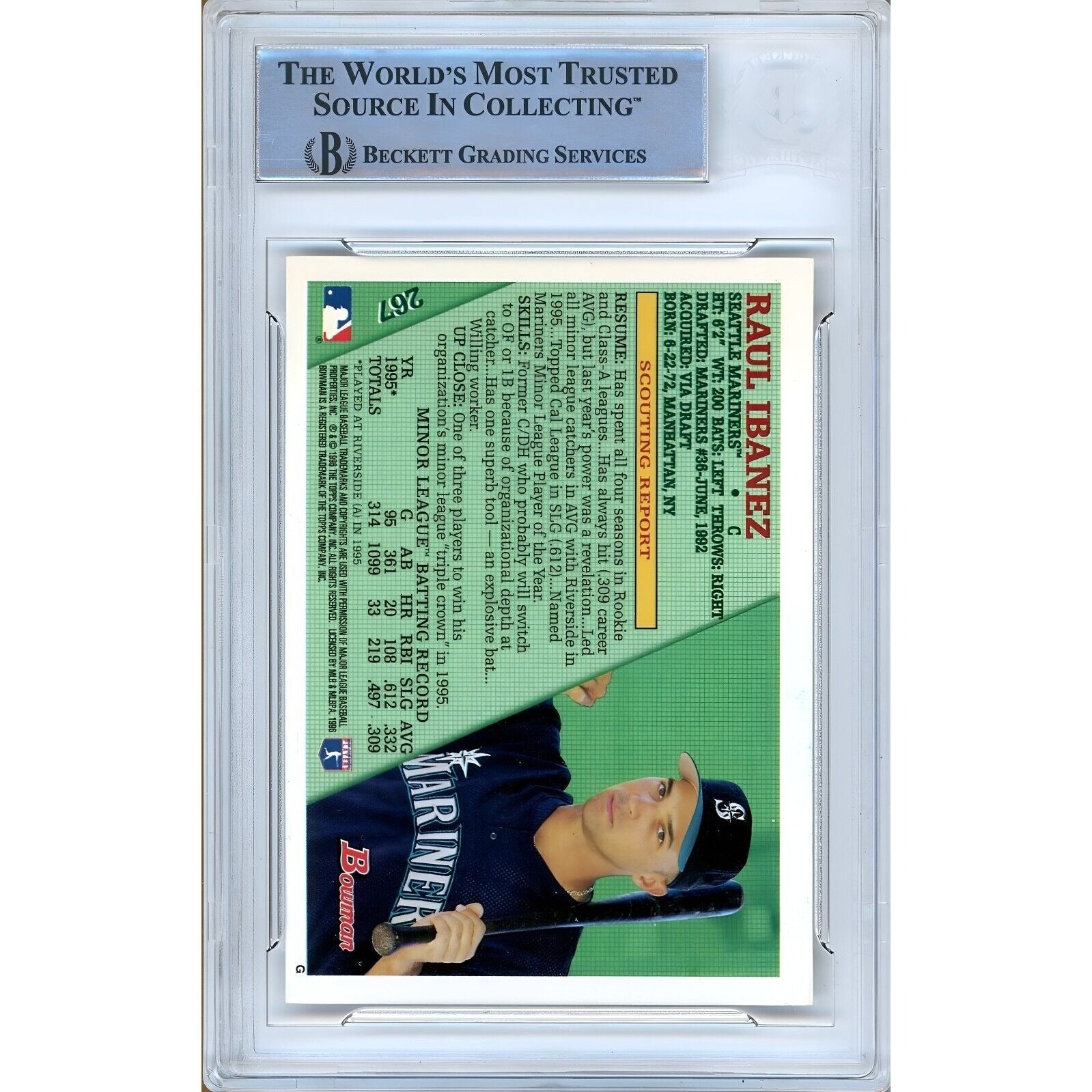 Raul Ibanez Seattle Mariners auto trading card – authentication sticker – Beckett COA