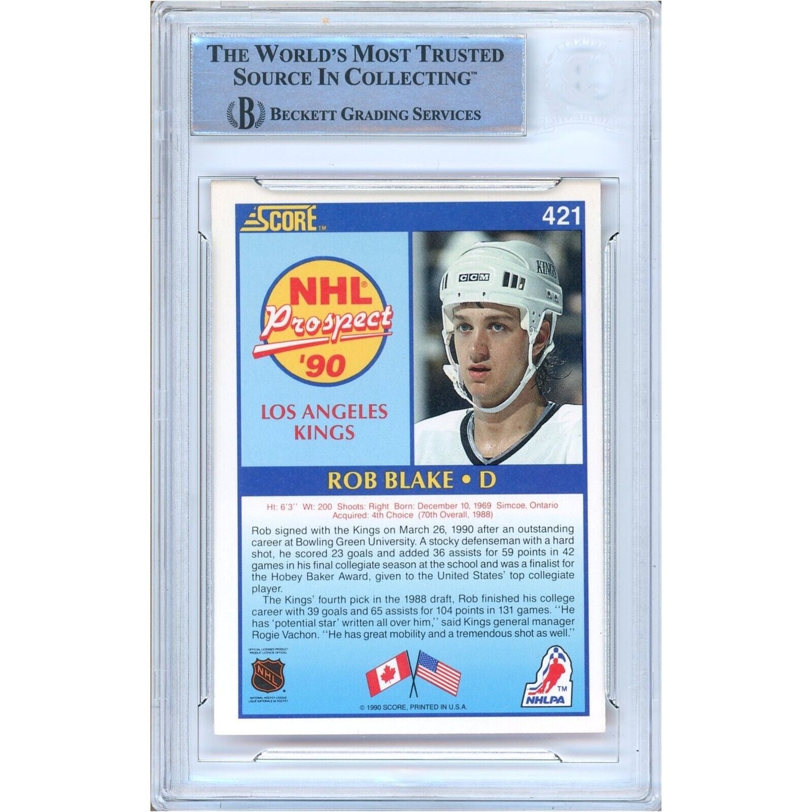 Rob Blake Los Angeles Kings signed trading card – signature close-up – Beckett COA