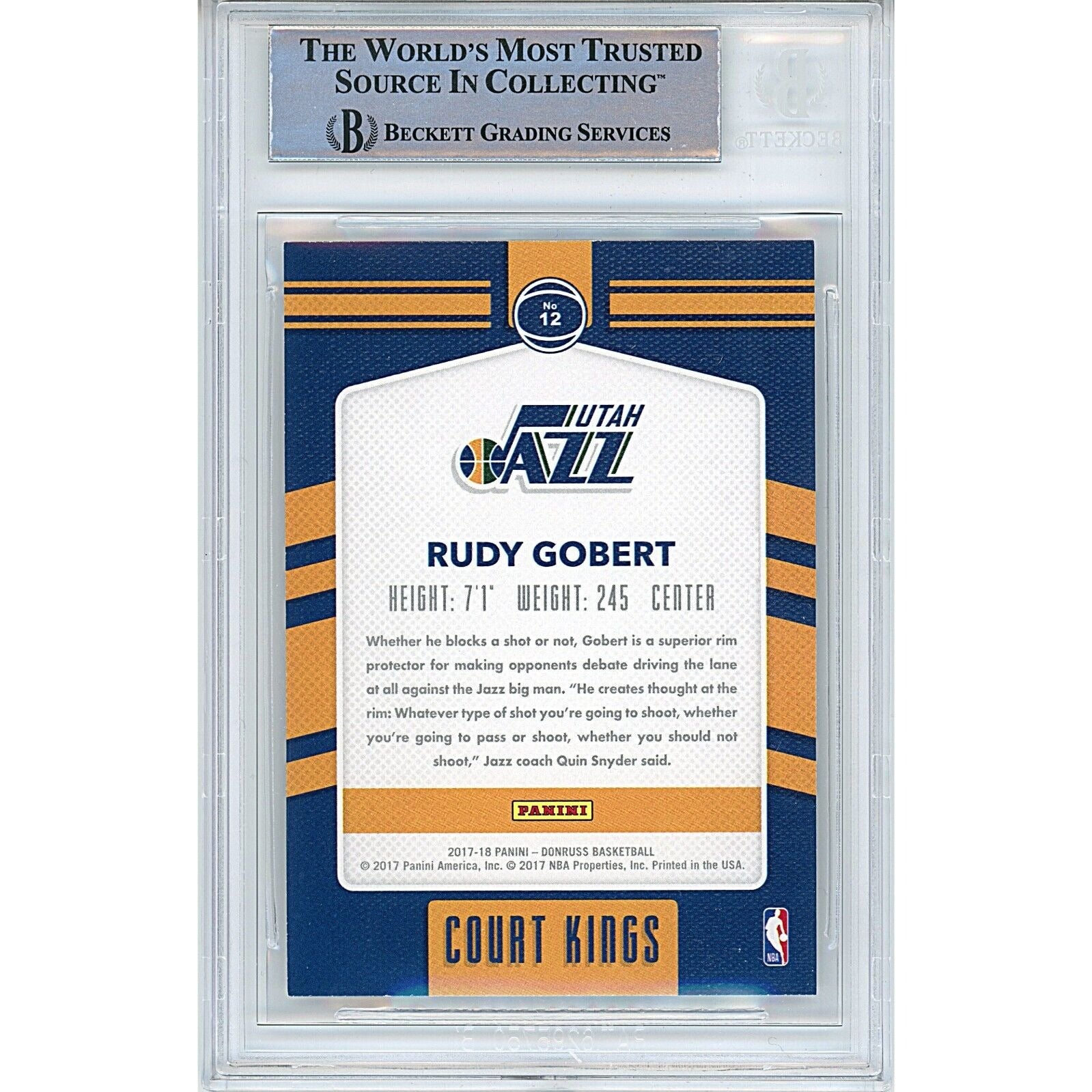 Rudy Gobert Utah Jazz signed trading card – signature close-up – Beckett COA