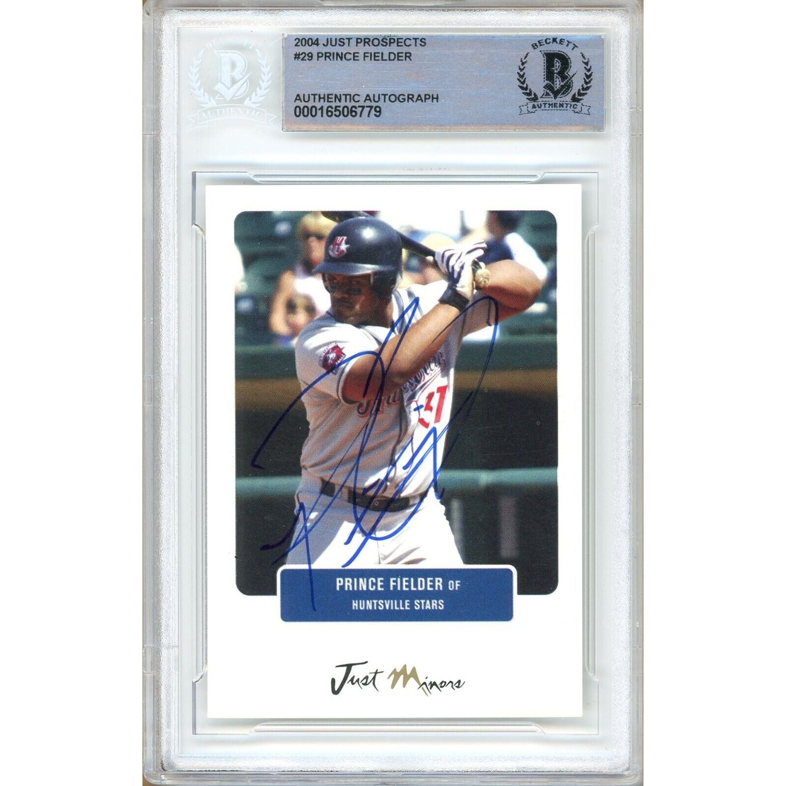 Prince Fielder Milwaukee Brewers autographed trading card – full view – Beckett COA