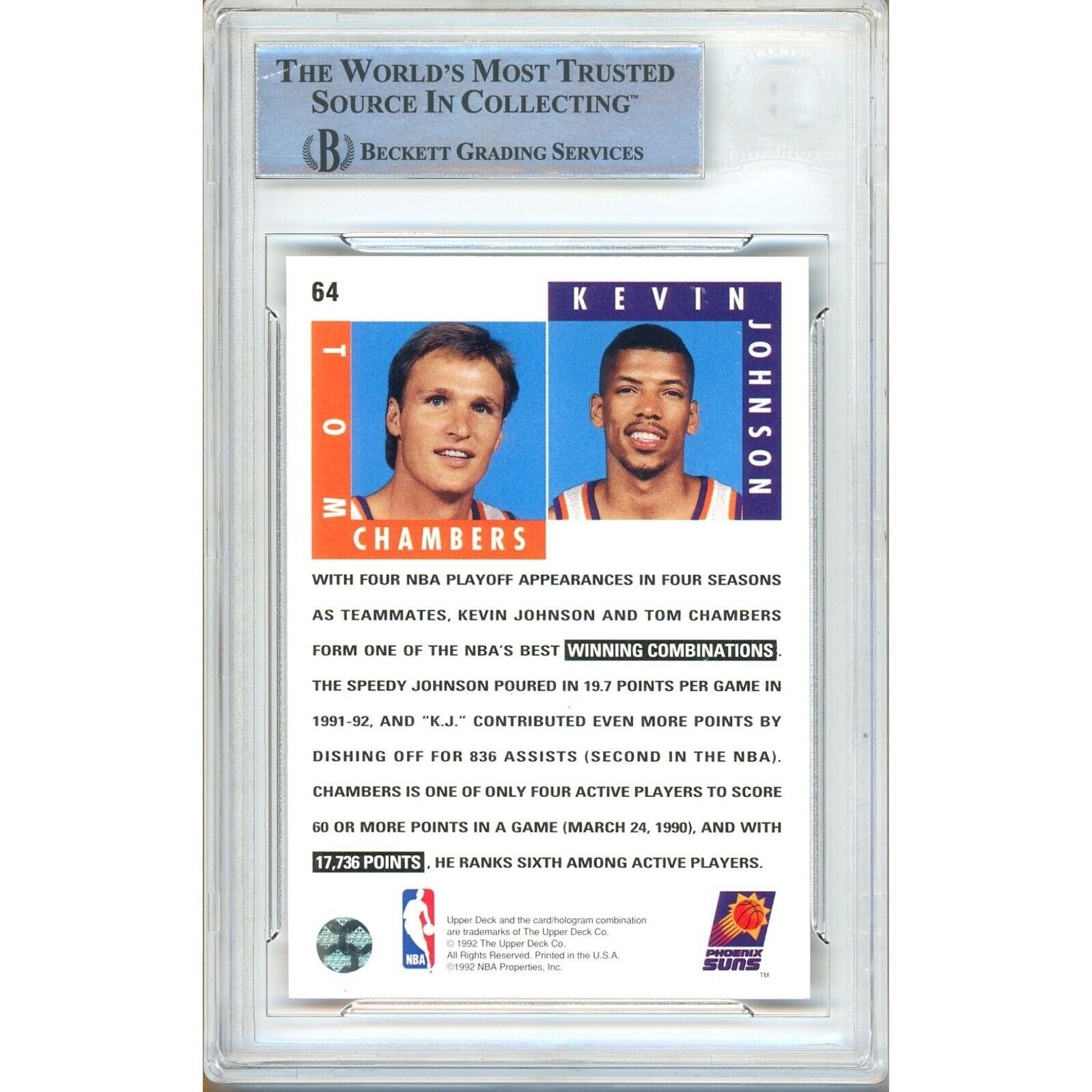 Tom Chambers Phoenix Suns signed trading card – signature close-up – Beckett COA