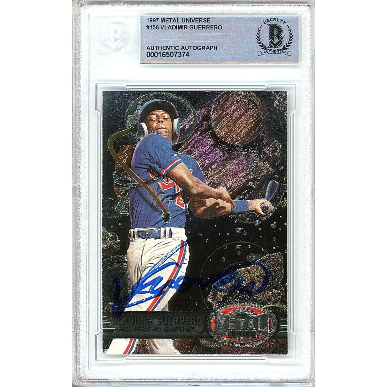 Vladimir Guerrero Montreal Expos autographed trading card – full view – Beckett COA