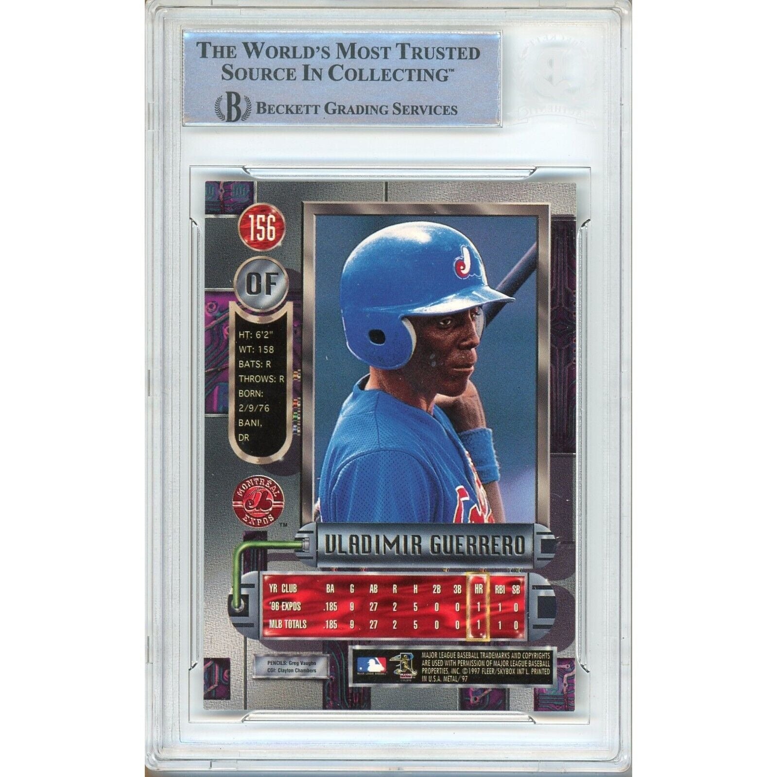 Vladimir Guerrero Montreal Expos signed trading card – signature close-up – Beckett COA
