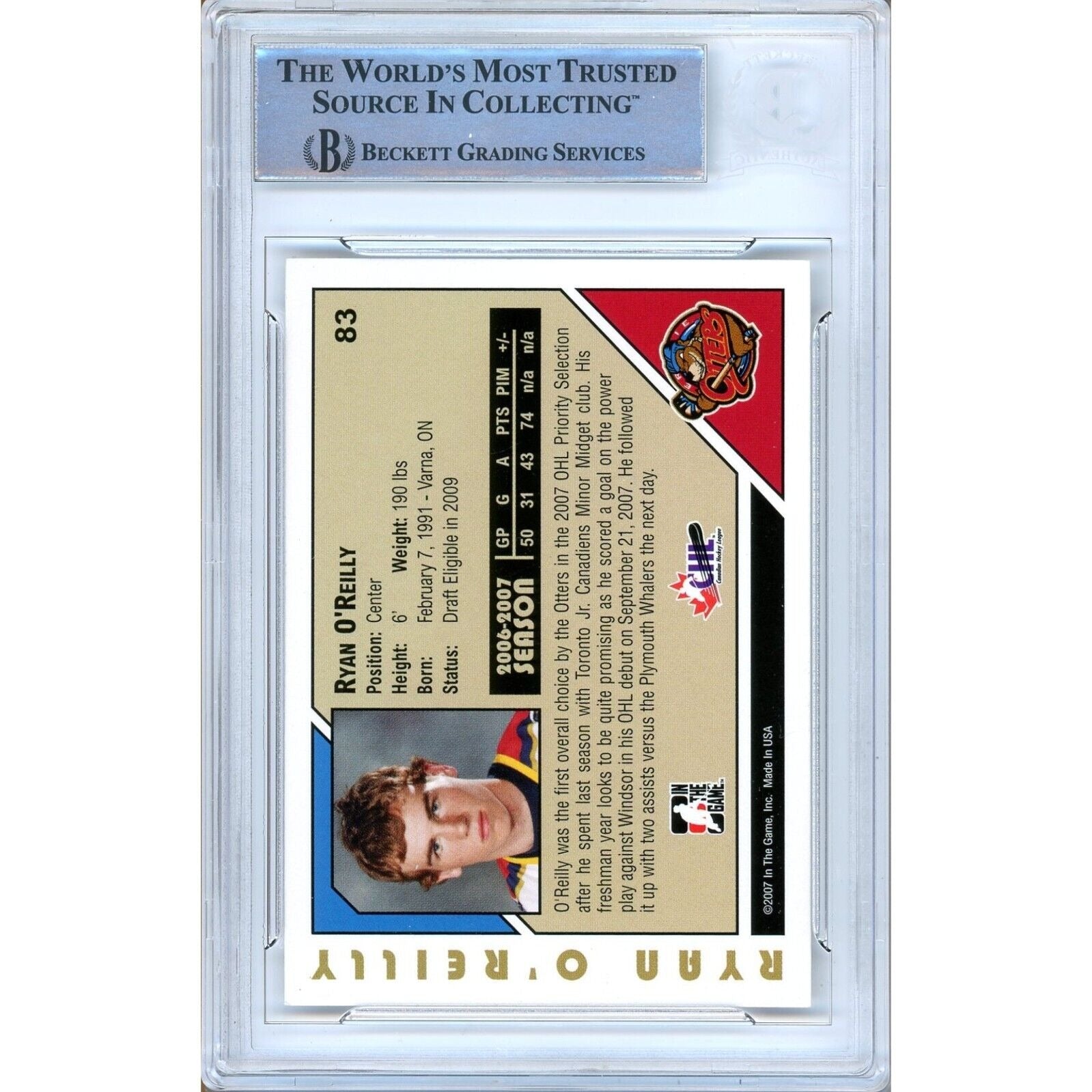 Ryan Reilly St Auto Trading Card Beckett BAS