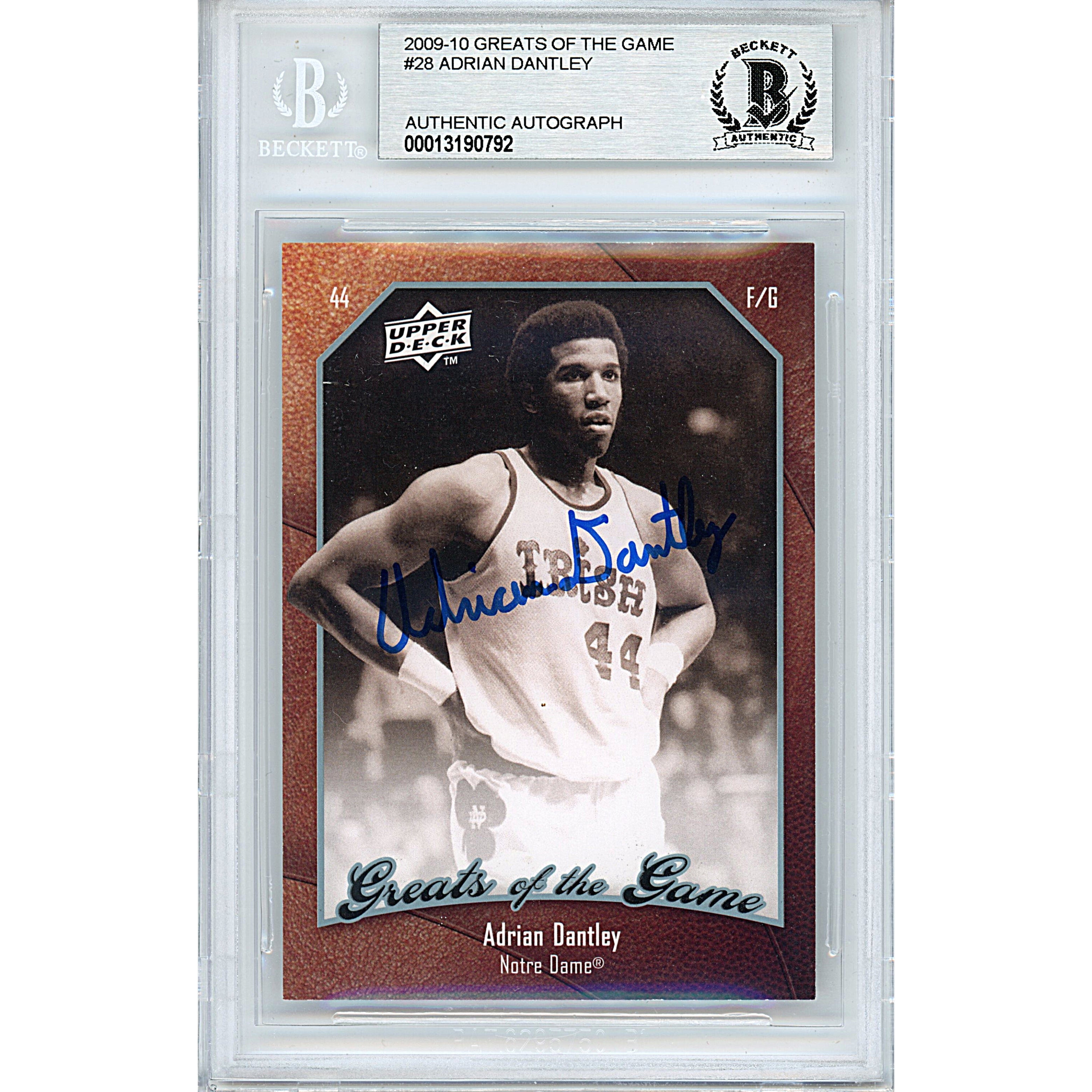 Adrian Dantley Upper Deck Greats Autographed Trading Card Beckett BGS