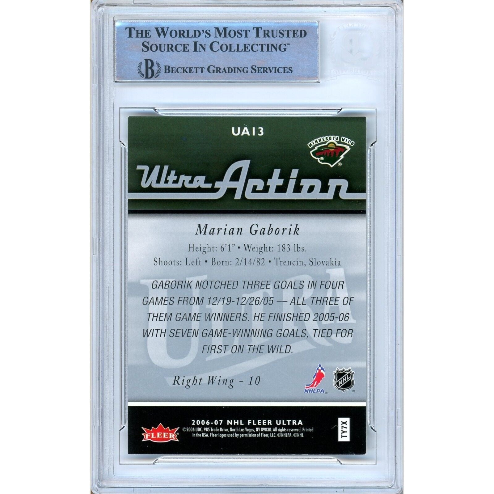 Marian Gaborik Minnesota Wild signed trading card – signature close-up – Beckett COA