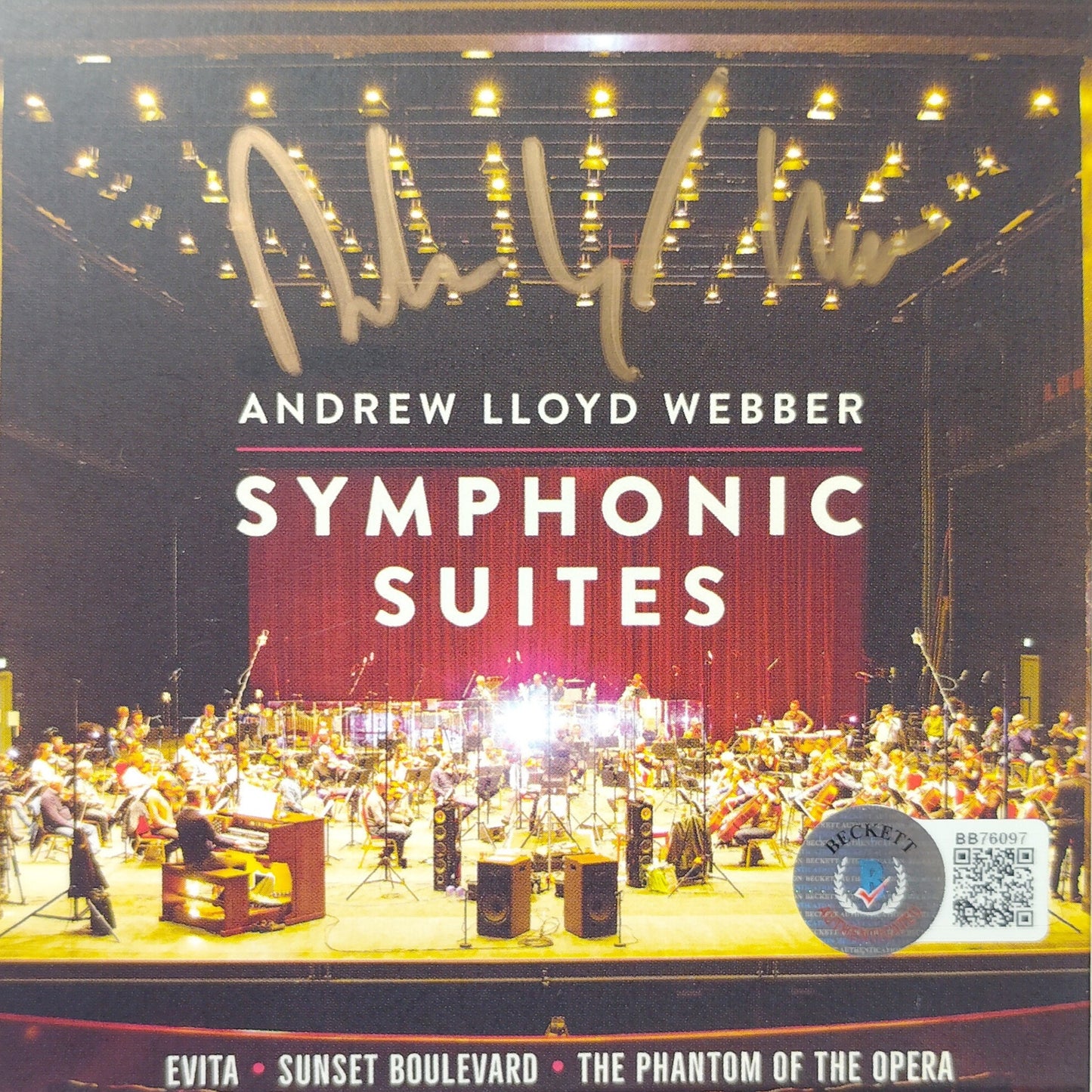 Andrew Lloyd Webber signed photo – signature close-up – Beckett COA