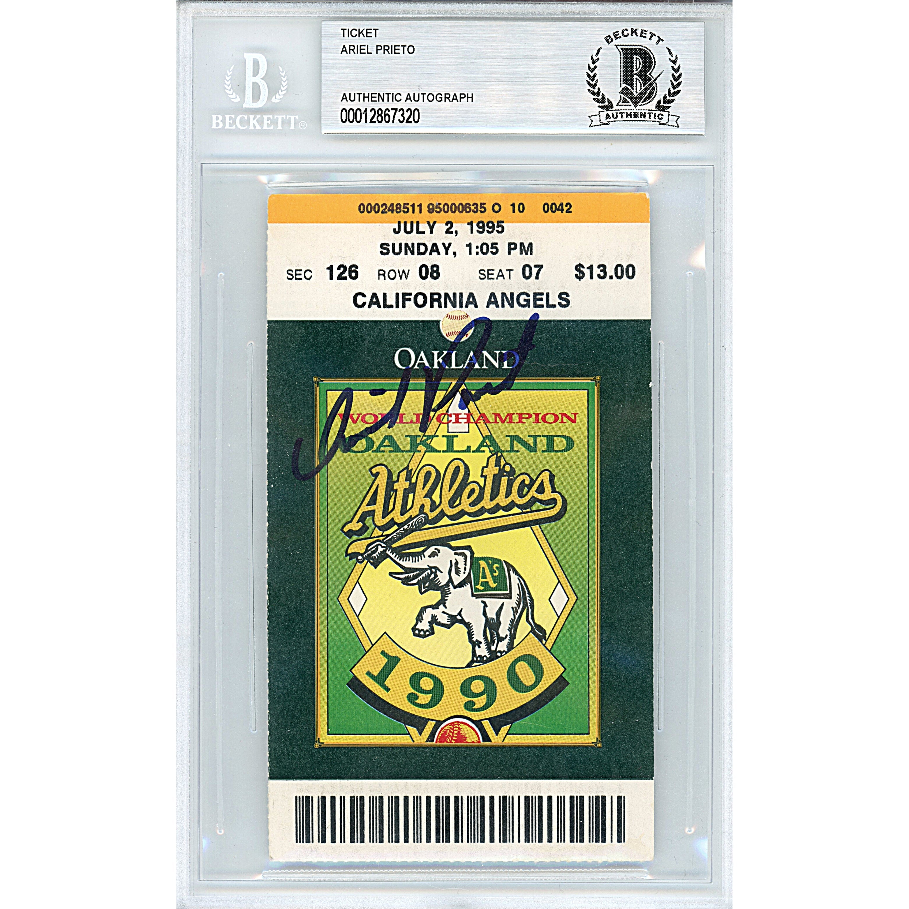 Ariel Prieto Autographed Oakland Athletics Trading Card Beckett BGS