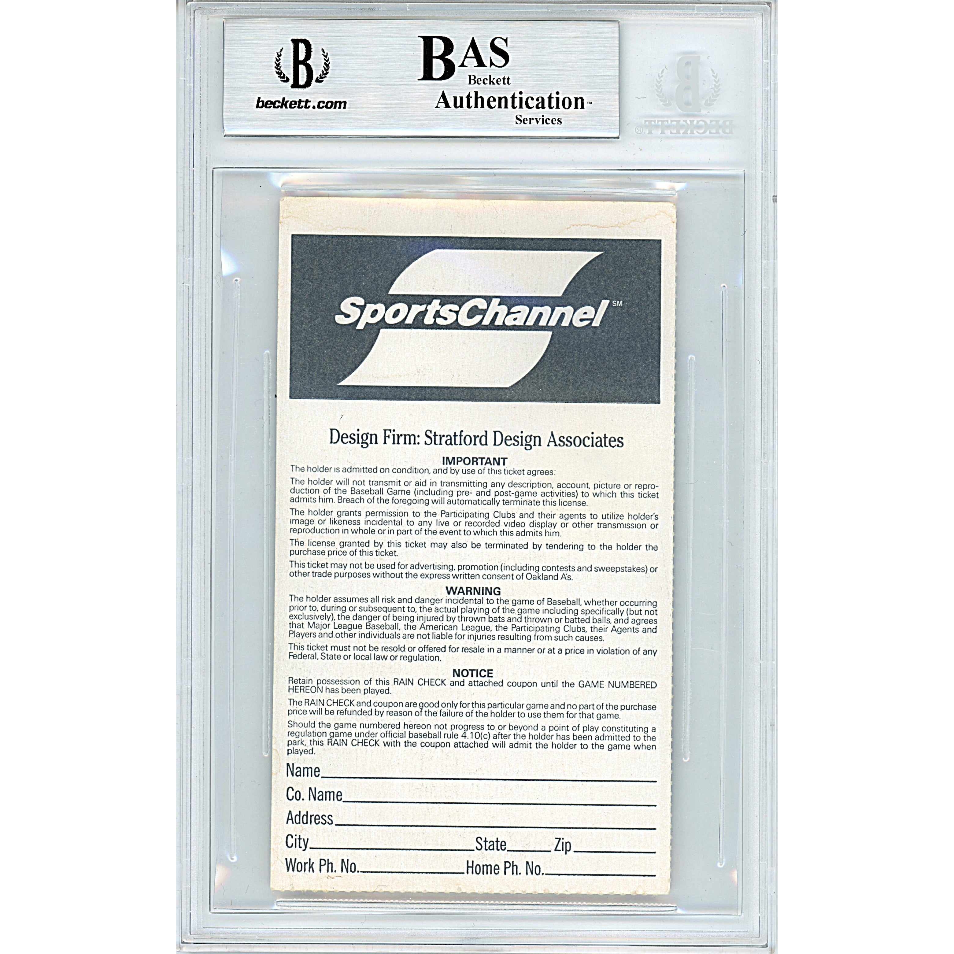 Ariel Prieto Autographed Oakland Athletics Signed Trading Card Beckett BGS