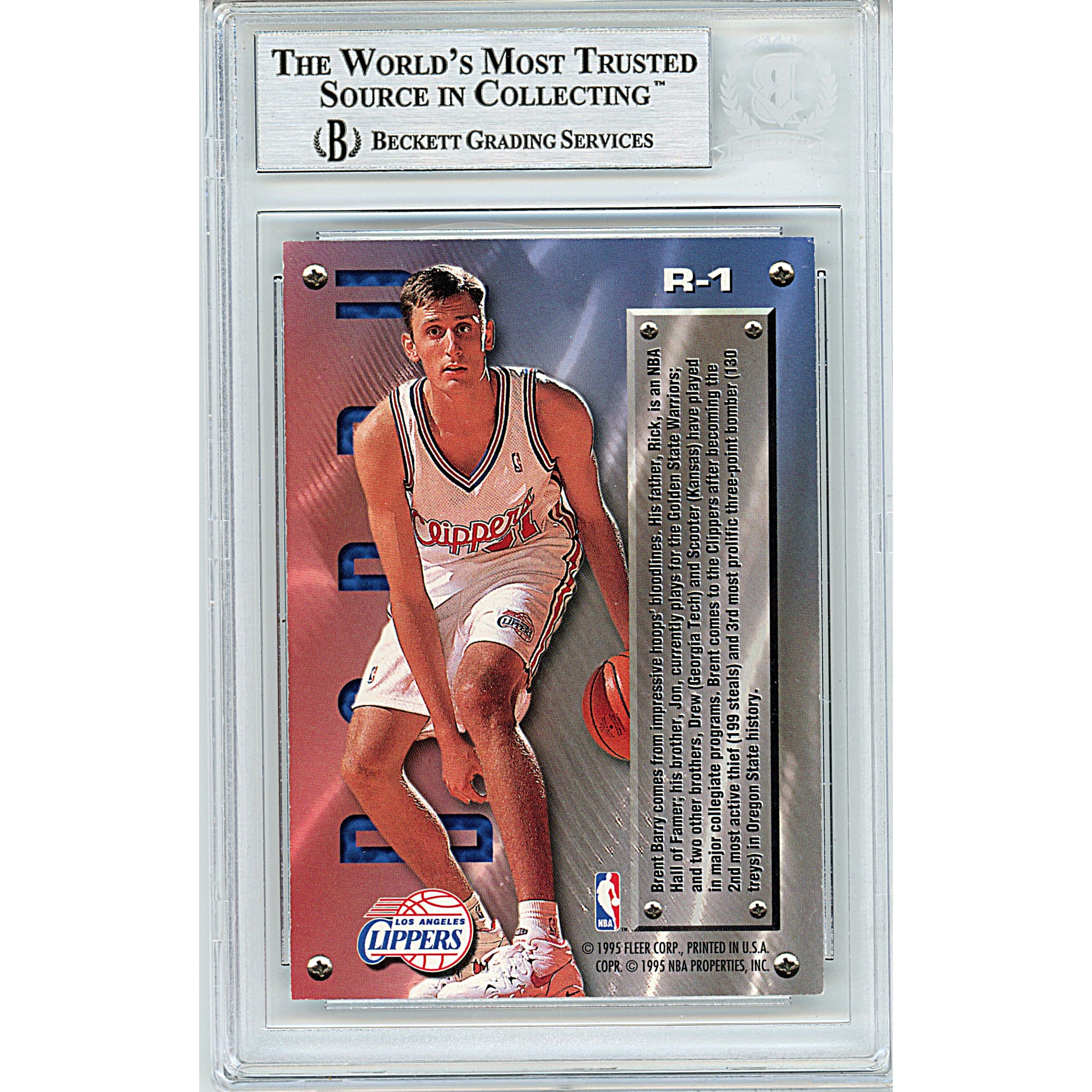 Brent Barry Fleer Metal Rookie Roll Call Signed Trading Card Beckett BGS