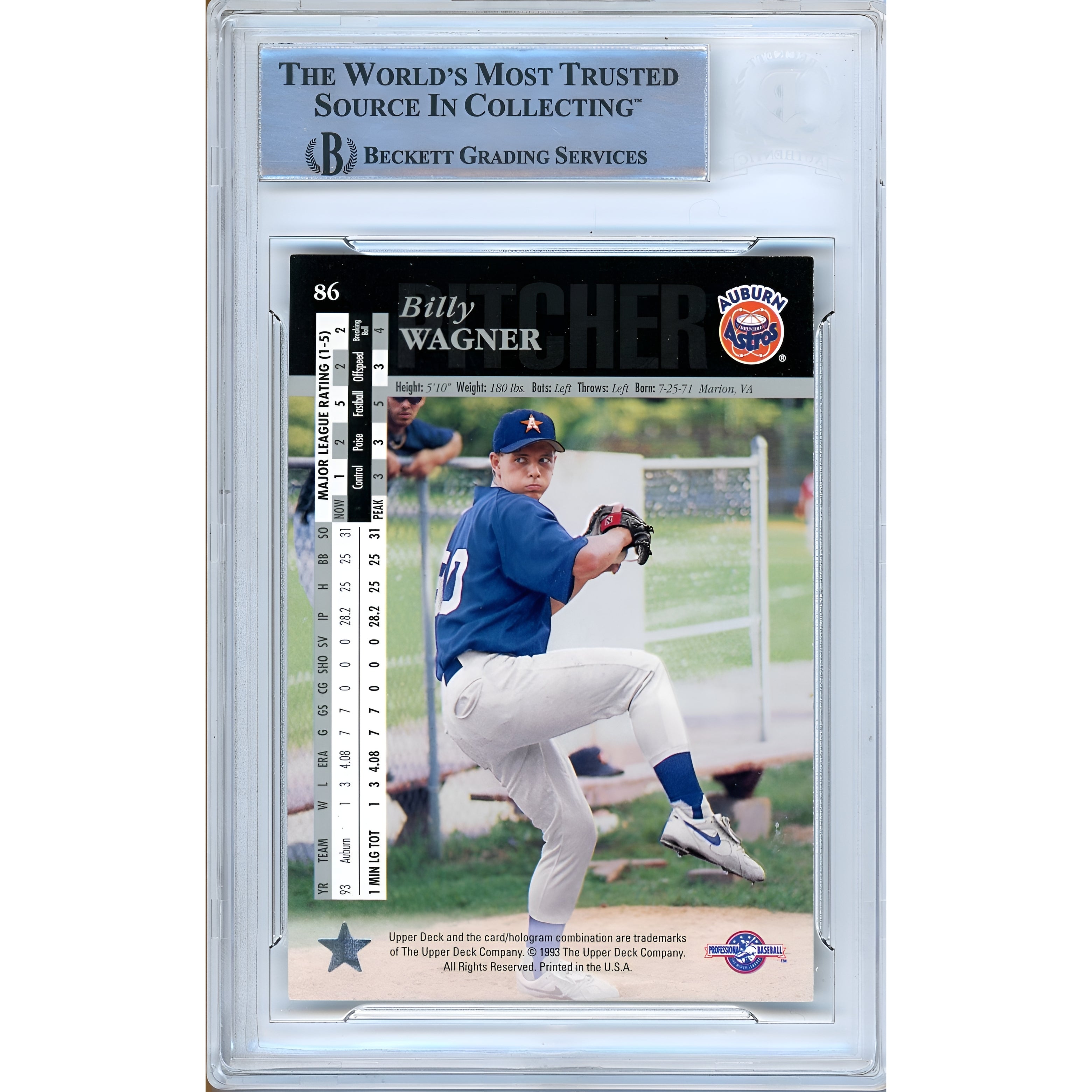1994 Upper Deck Billy Wagner Houston Astros Autograph Trading Card – Beckett BAS