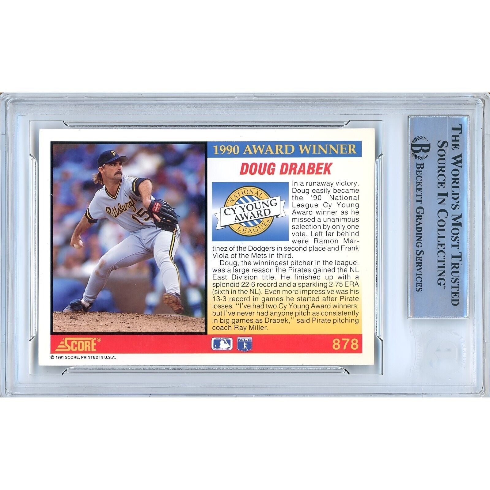 Doug Drabek Pittsburgh Pirates signed trading card – signature close-up – Beckett COA