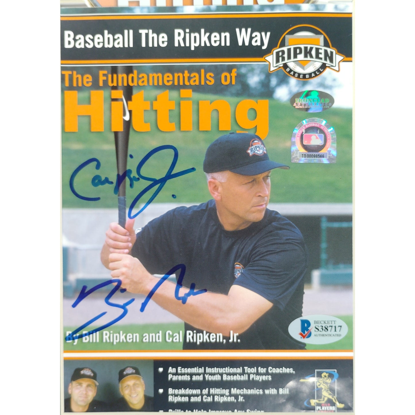 Baseballs- Autographed- Cal Ripken Jr and Billy Ripken Signed Baseball The Ripken Way: The Fundamentals of Hitting DVD Cover with Disc Framed and Matted - Beckett BAS Authentication - 102