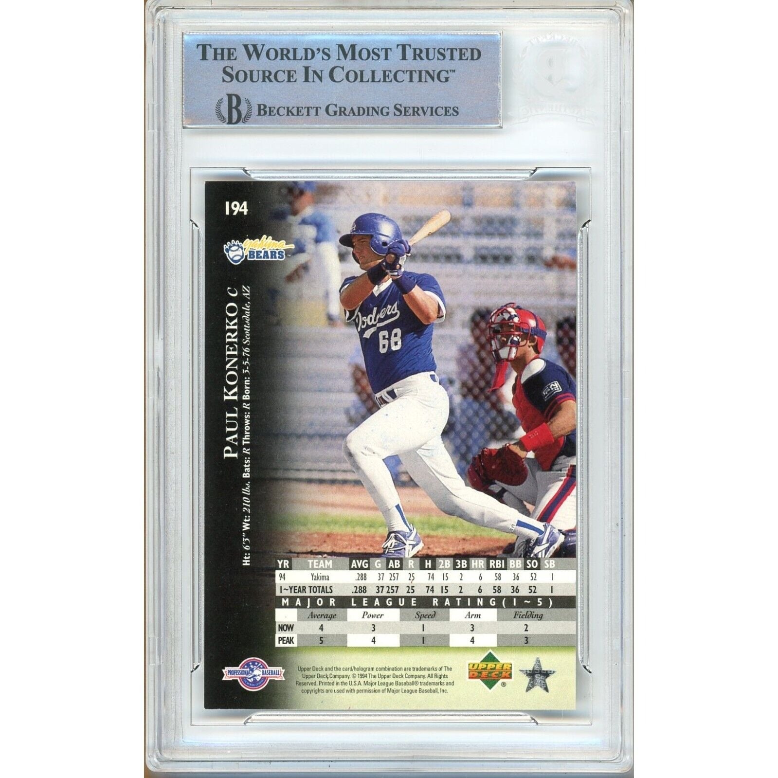 Paul Konerko Los Angeles Dodgers signed trading card – signature close-up – Beckett COA