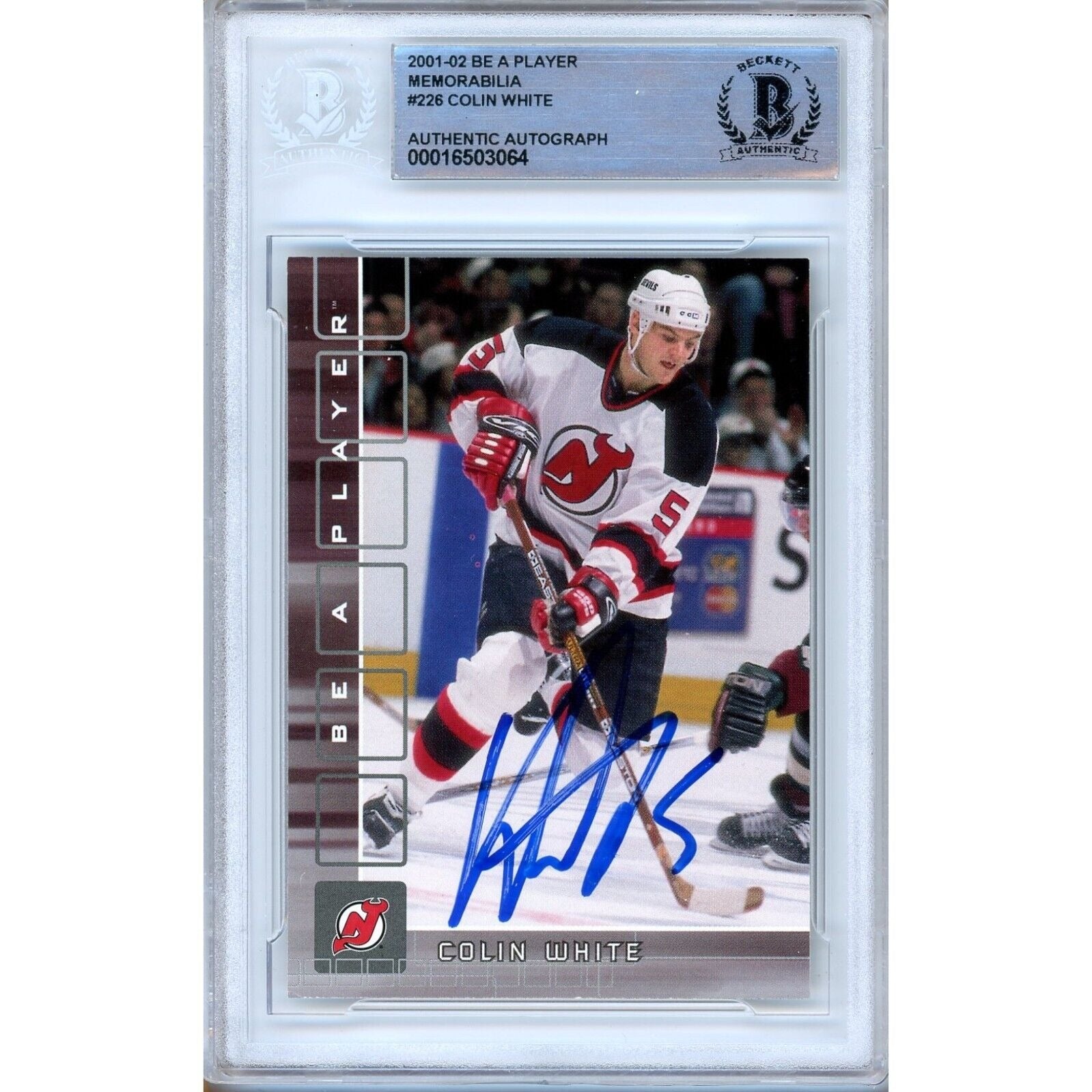 2001 Colin White New Jersey Devils Autographed Trading Card – Beckett BAS