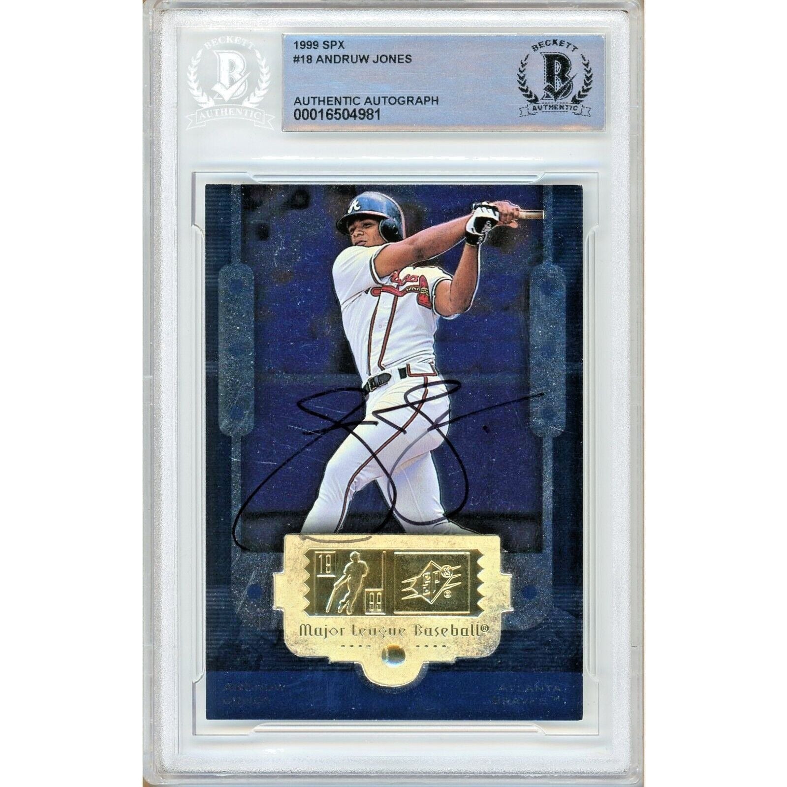 1999 #18 Andruw Jones Atlanta Braves Autographed Trading Card – Beckett BAS