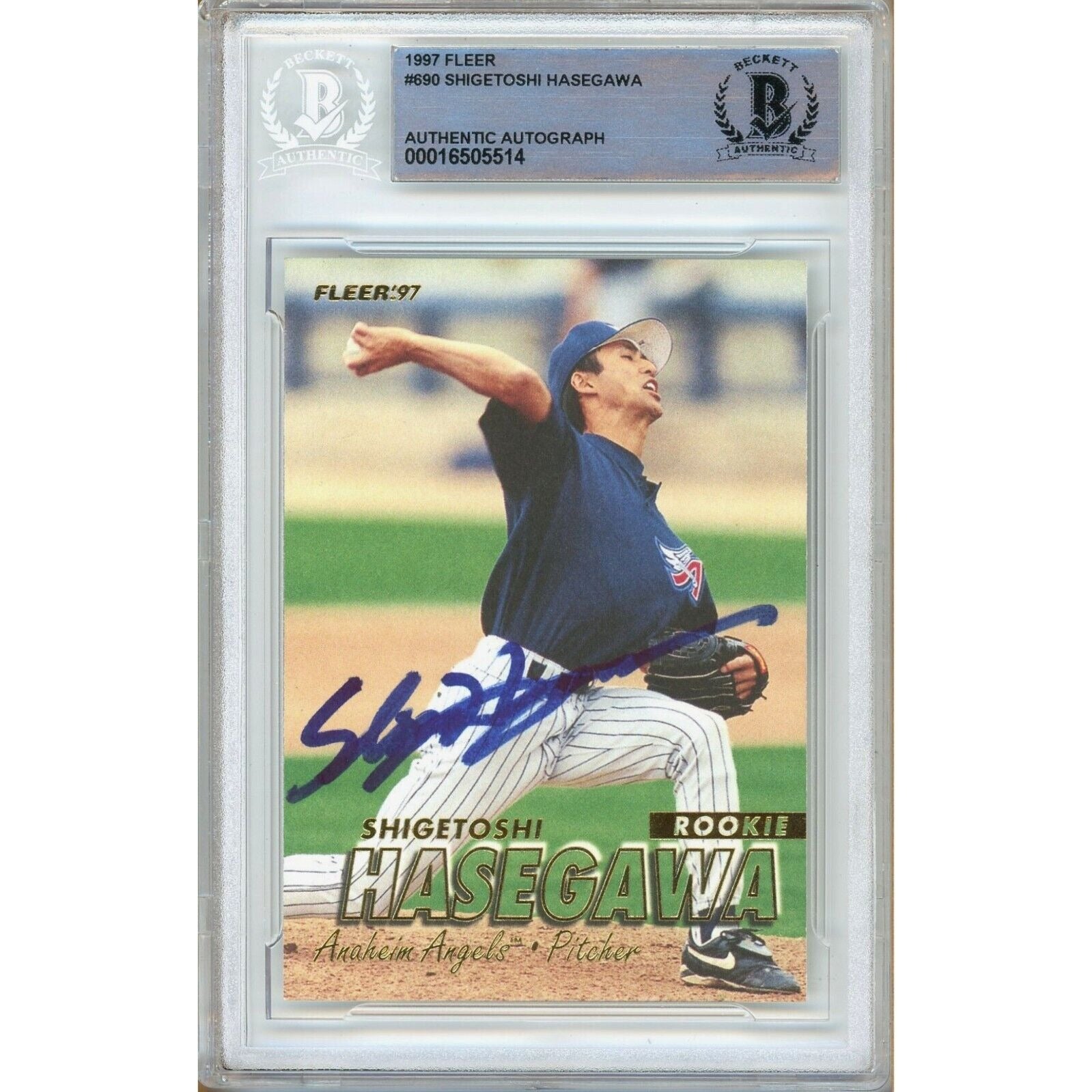Shigetoshi Hasegawa La Angels autographed trading card – full view – Beckett COA