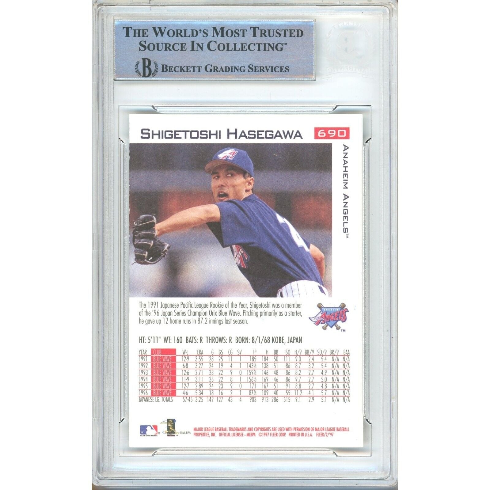 Shigetoshi Hasegawa La Angels signed trading card – signature close-up – Beckett COA