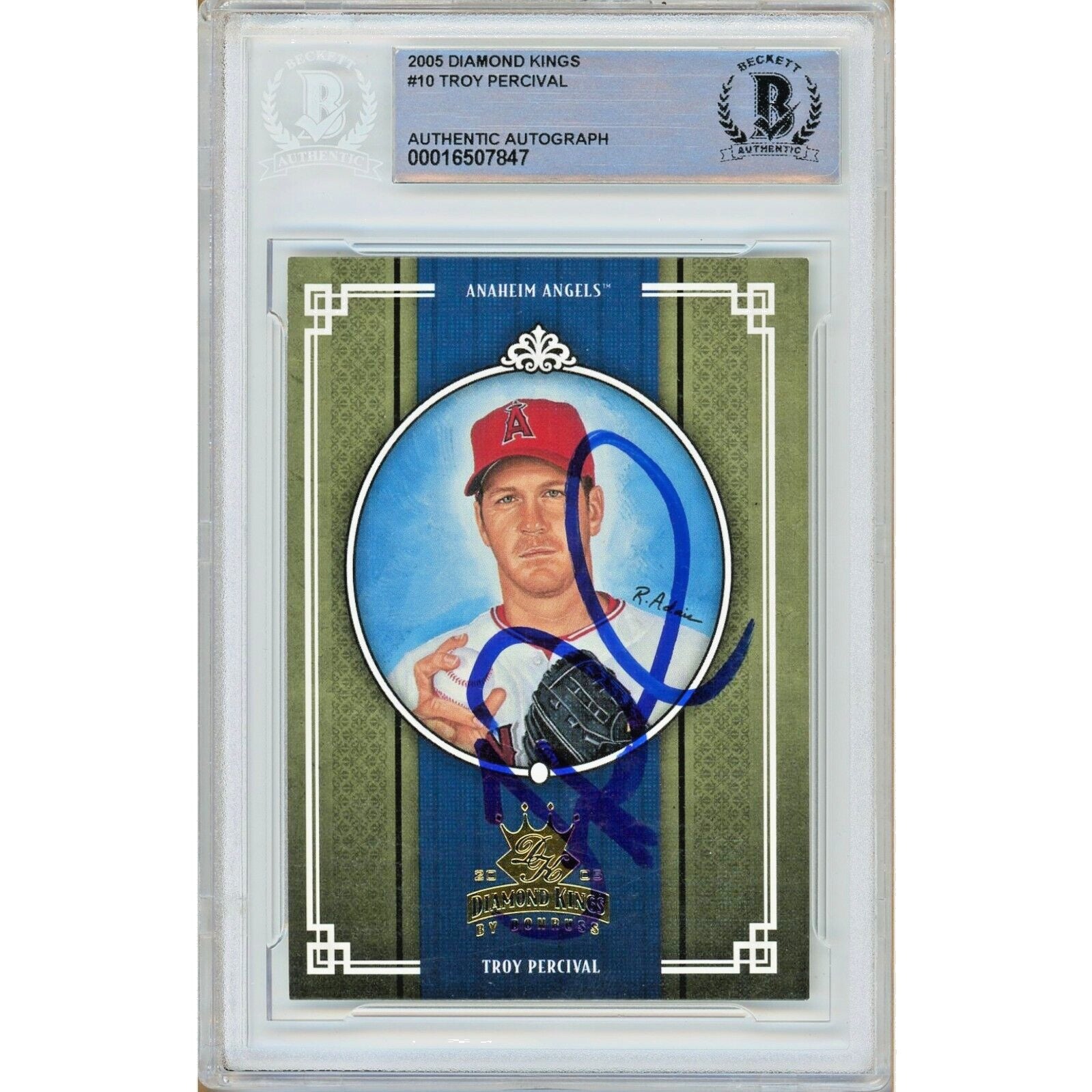 Troy Percival La Angels autographed trading card – full view – Beckett COA