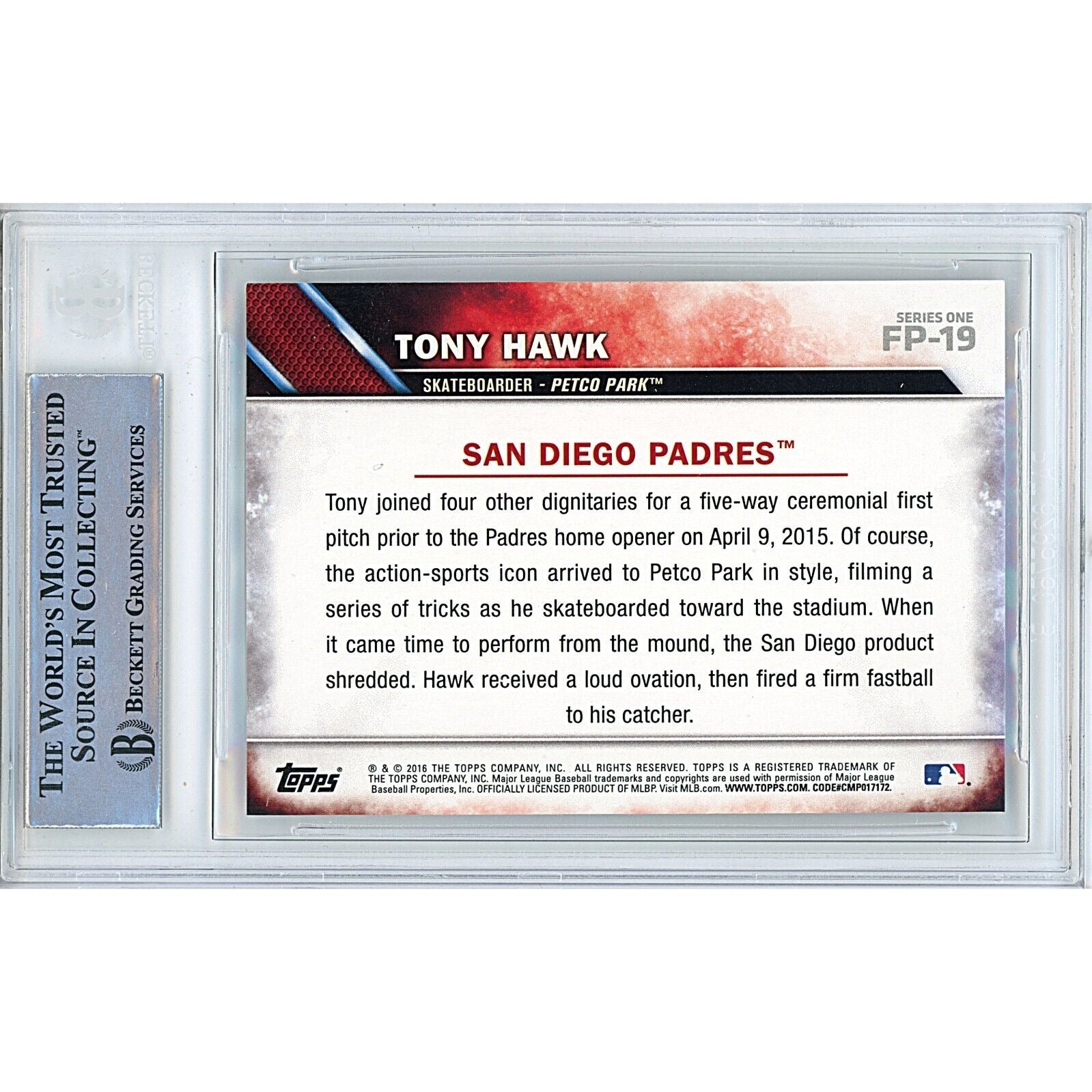 Tony Hawk signed trading card – signature close-up – Beckett COA