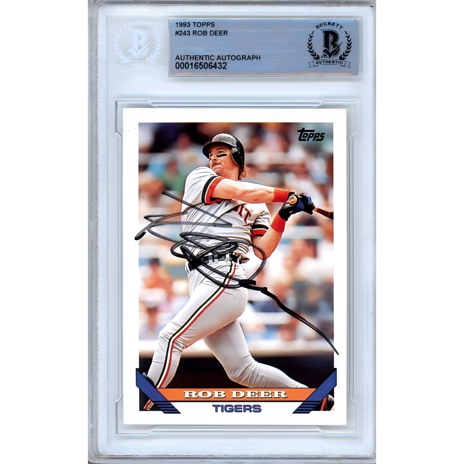 Rob Deer Detroit Tigers autographed trading card – full view – Beckett COA