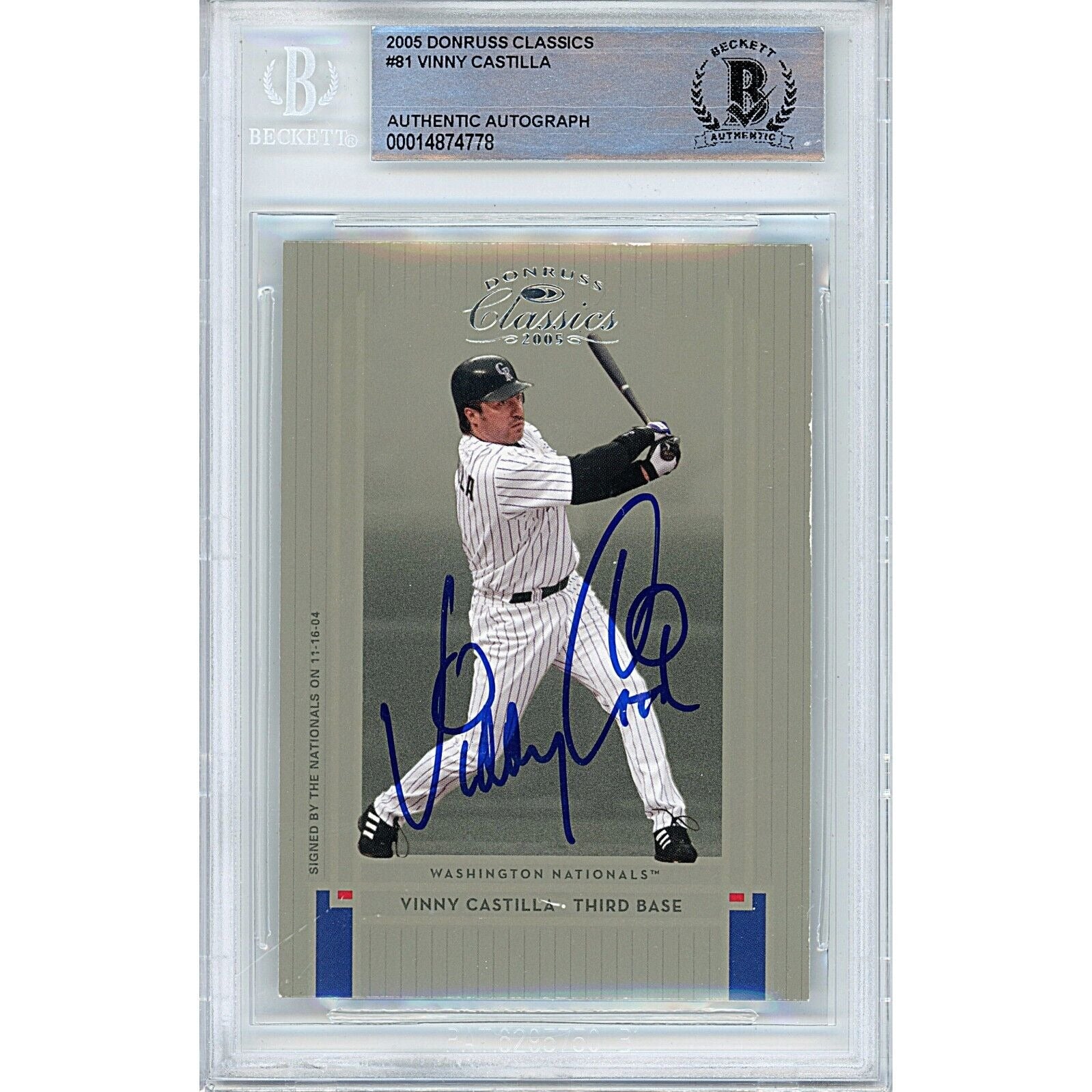 Vinny Castilla Colorado Rockies autographed trading card – full view – Beckett COA